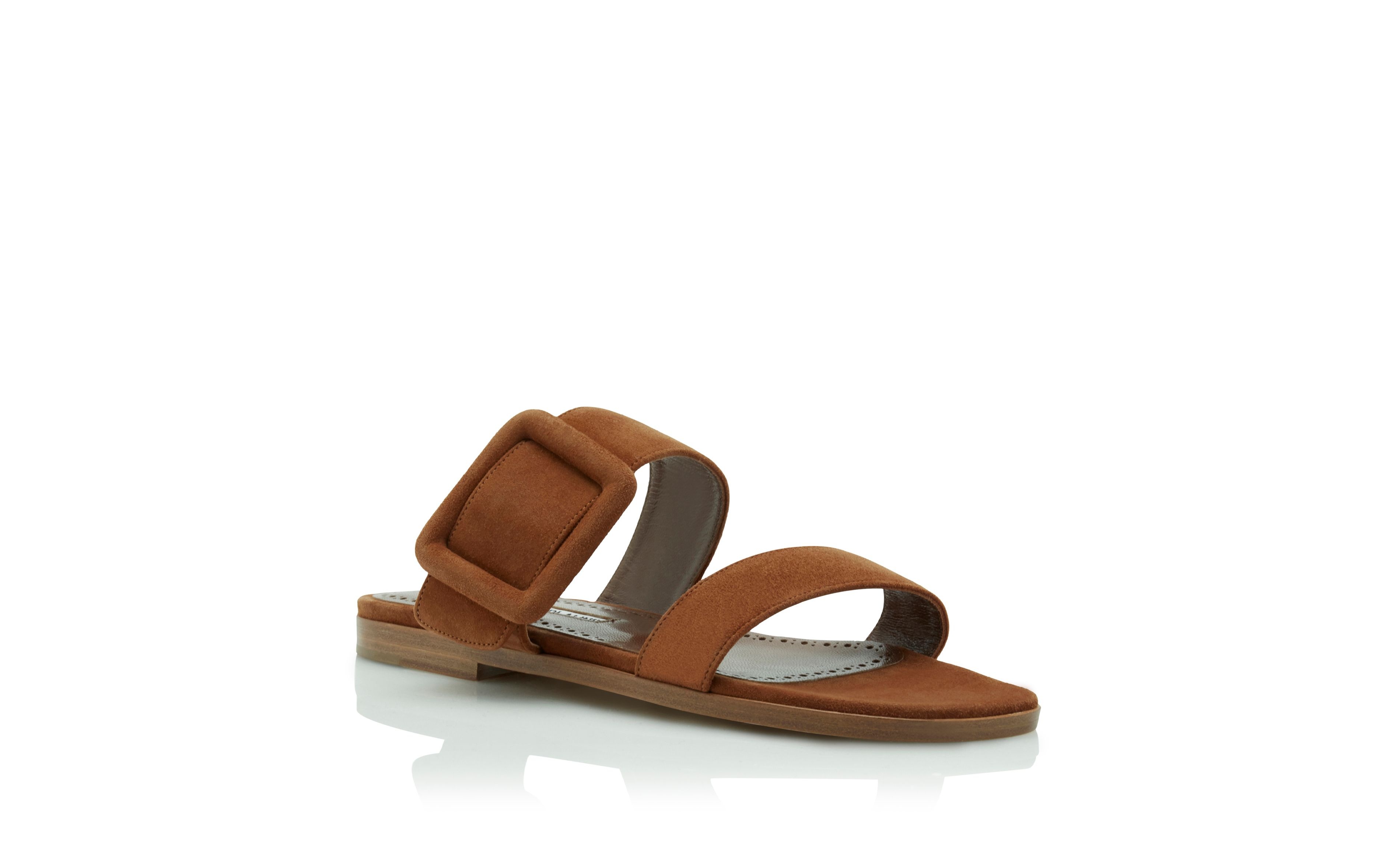 Brown Suede Flat Sliders - 3