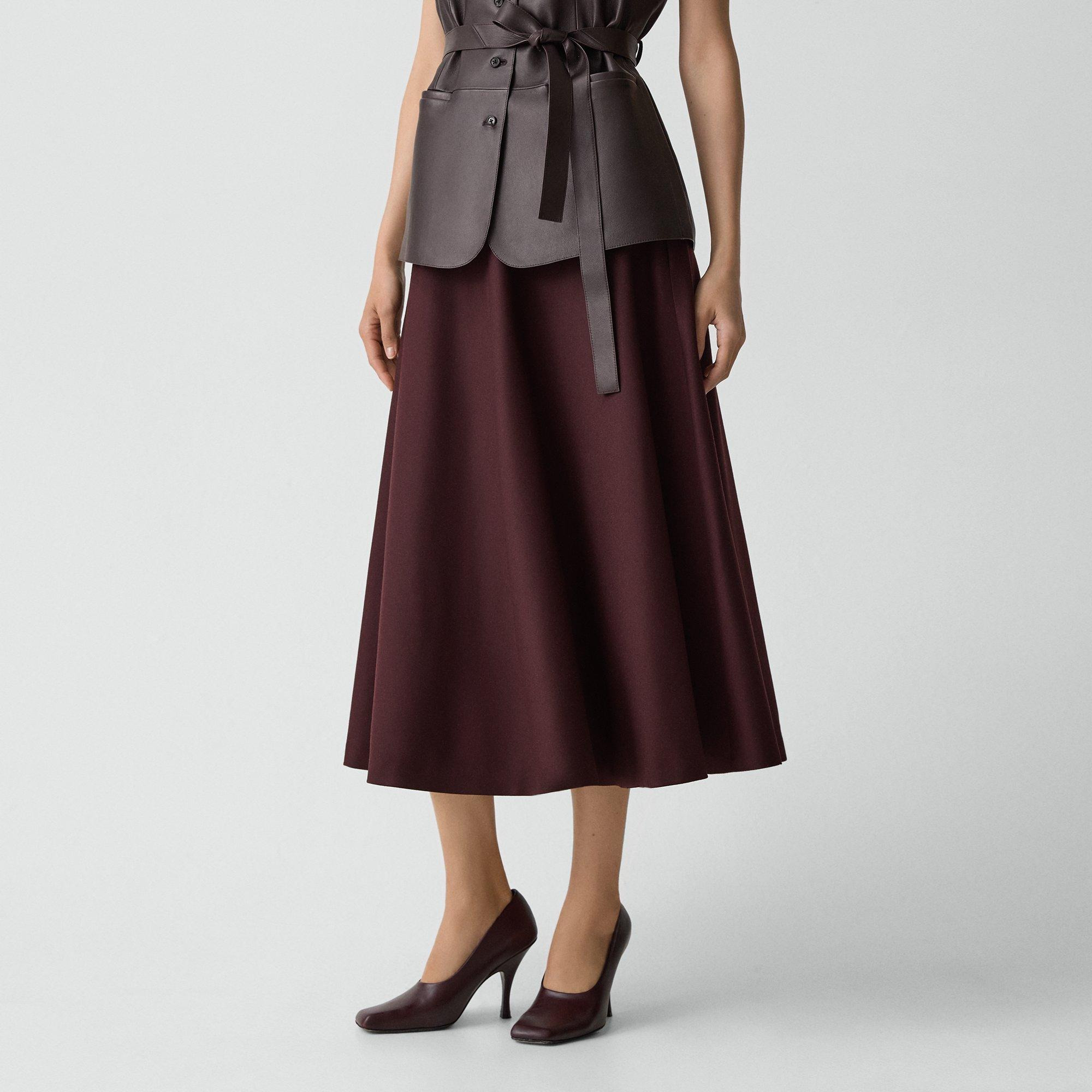 Flared Midi Skirt in Sleek Flannel - 5