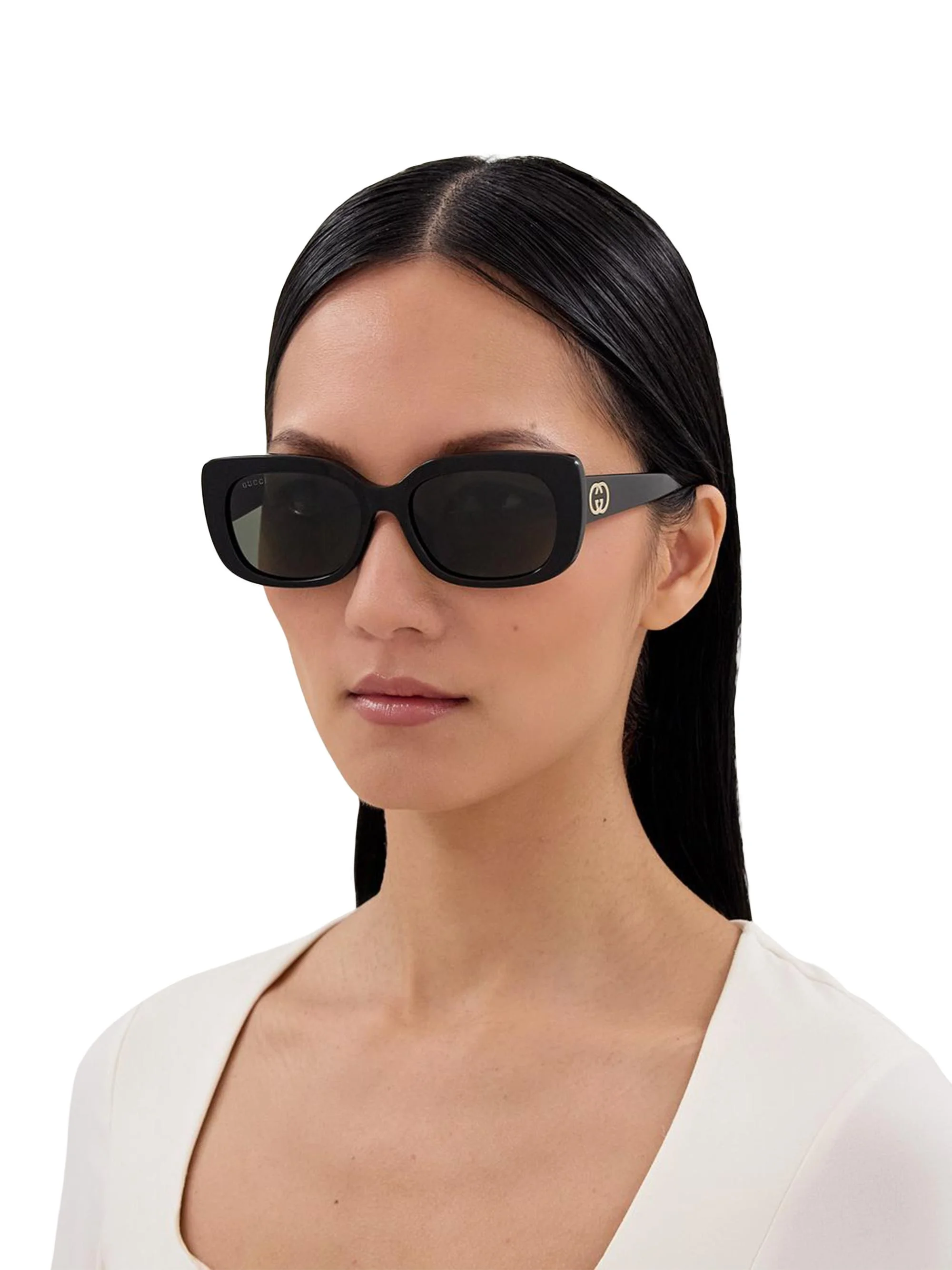 Women's GG Muse 55MM Square Sunglasses - Black - 1
