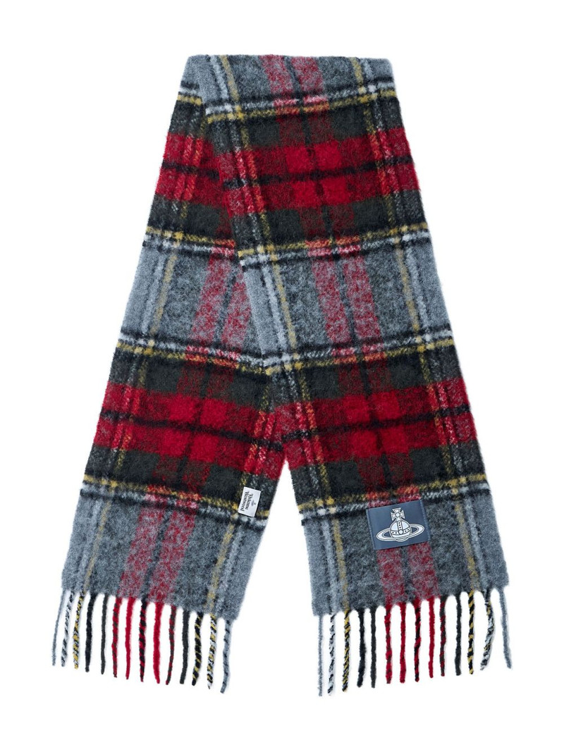 logo-patch plaid scarf 1