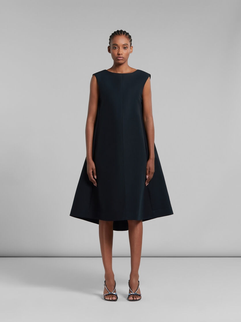 Marni BLACK COTTON CADY COCOON DRESS | REVERSIBLE