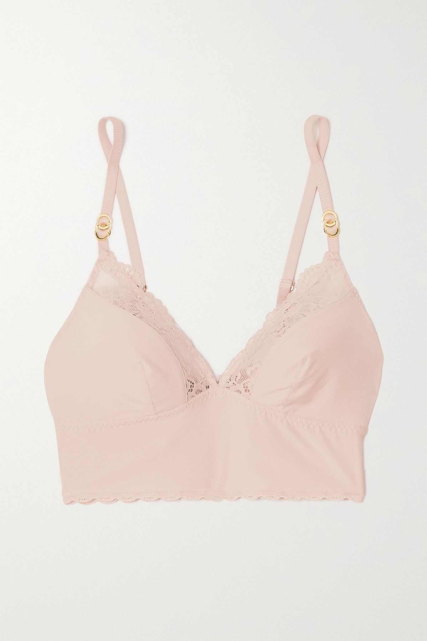 Lace-trimmed stretch-jersey soft-cup bra - 1