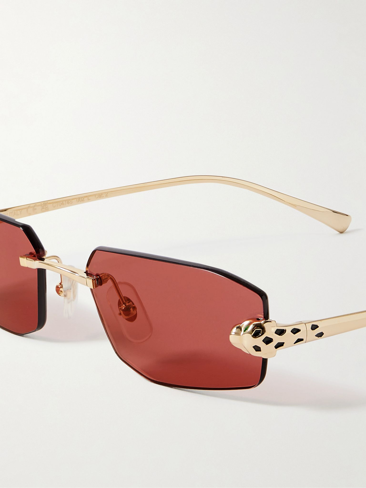 Panthère de Cartier Rimless Rectangle-Frame Gold-Tone Sunglasses Gold - 3