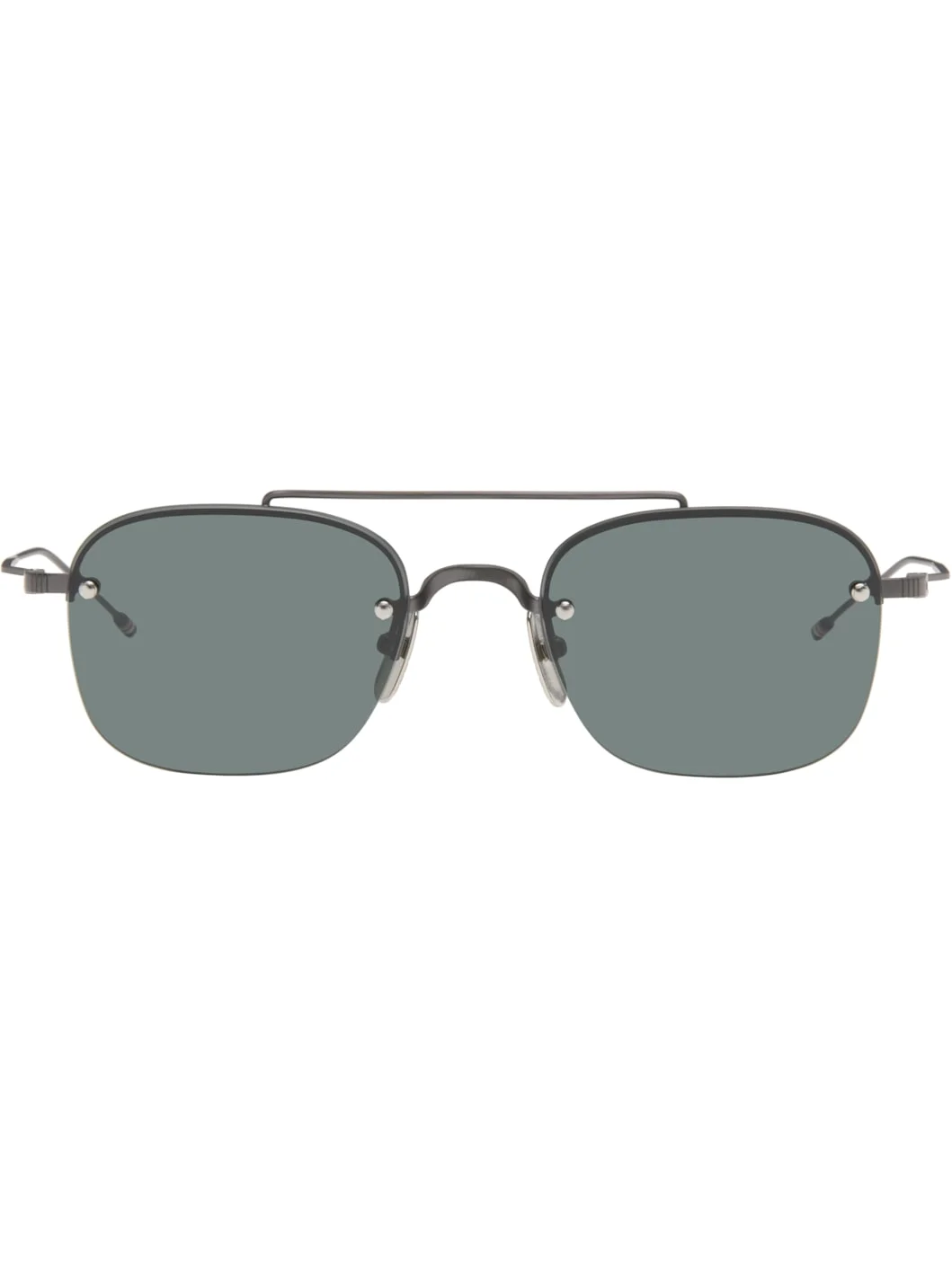 Gray Titanium Semi Rimless Pilot Sunglasses - 1