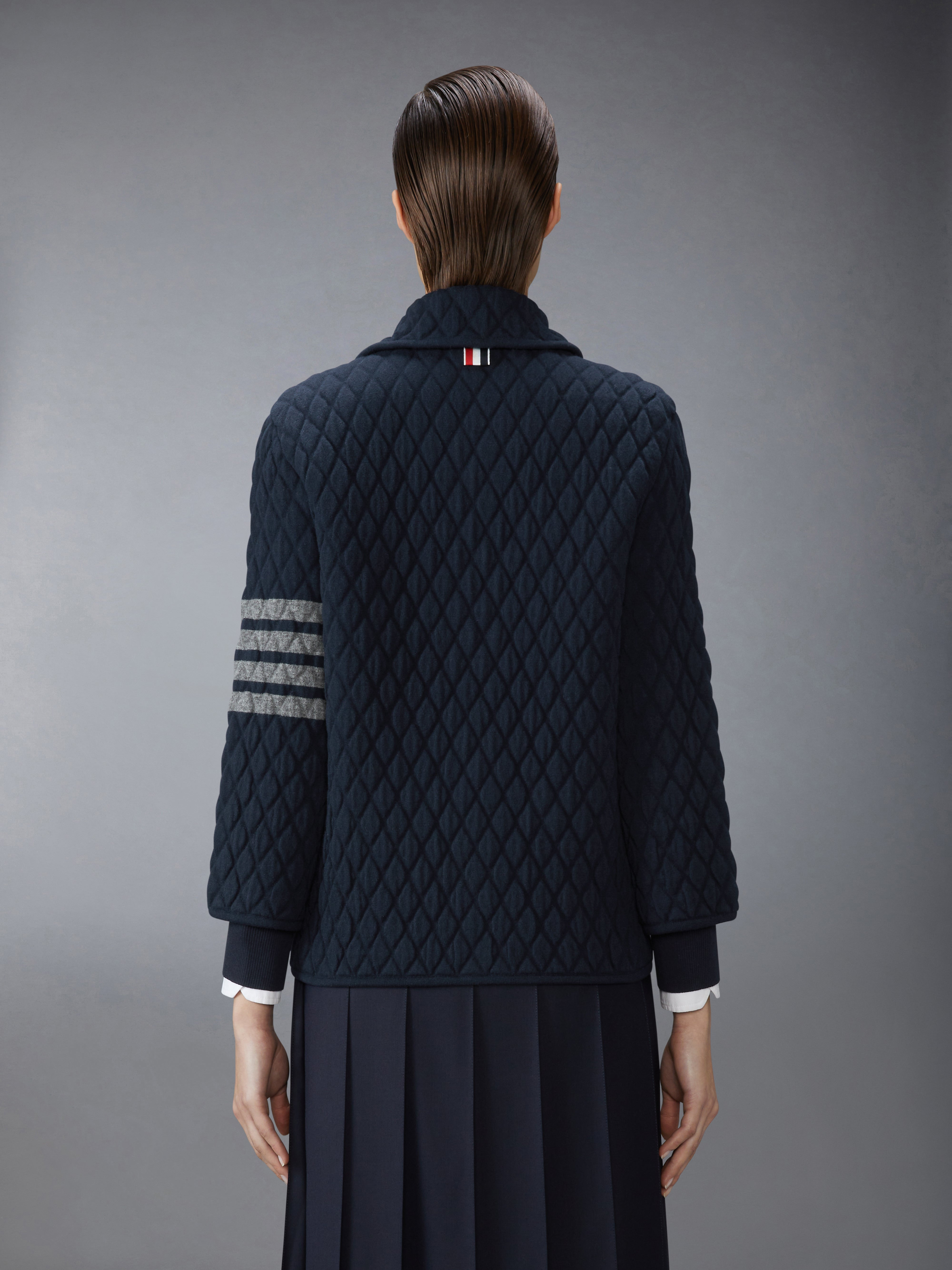 QUILTED KNIT JACQUARD MERINO WOOL 4-BAR WORK JACKET - 3