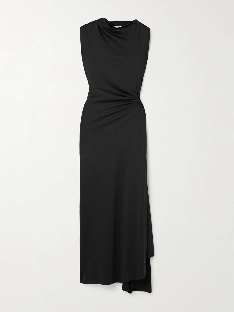 Asymmetric draped 크레페 미디 드레스 한국어 1