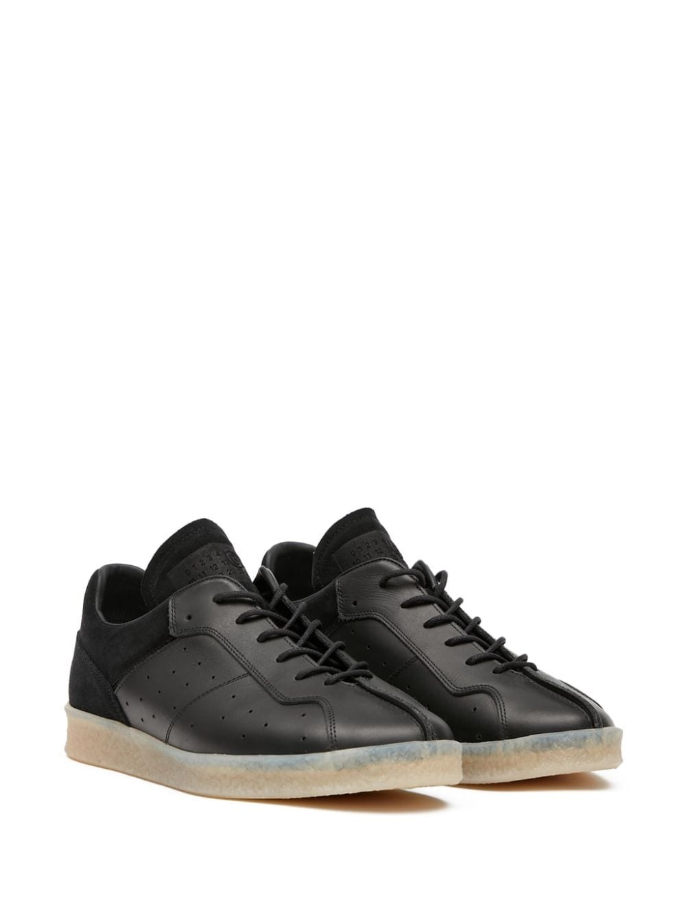 semi-sheer sole leather lace-up sneakers - 2