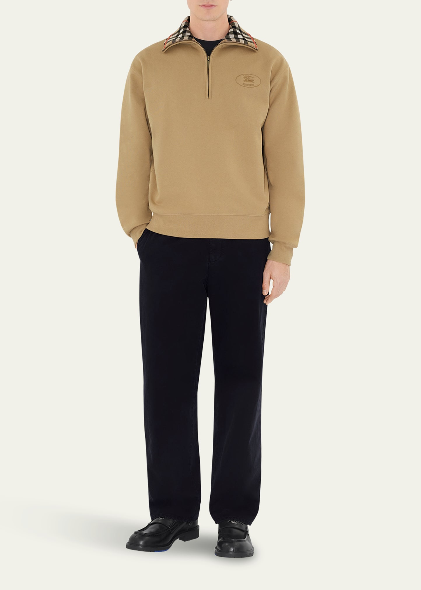 Men's Check-Collar Quarter-Zip Sweater - 2