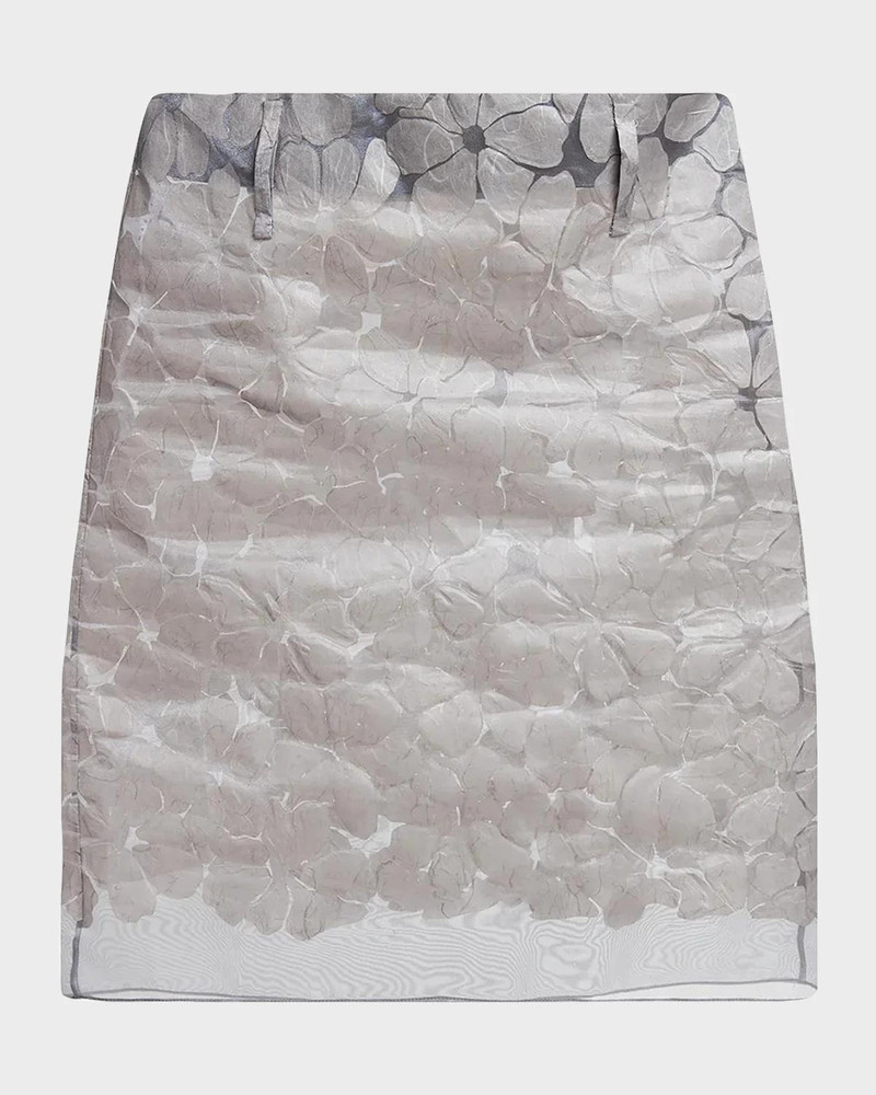 Floral Semi-Sheer Knee-Length Skirt 1