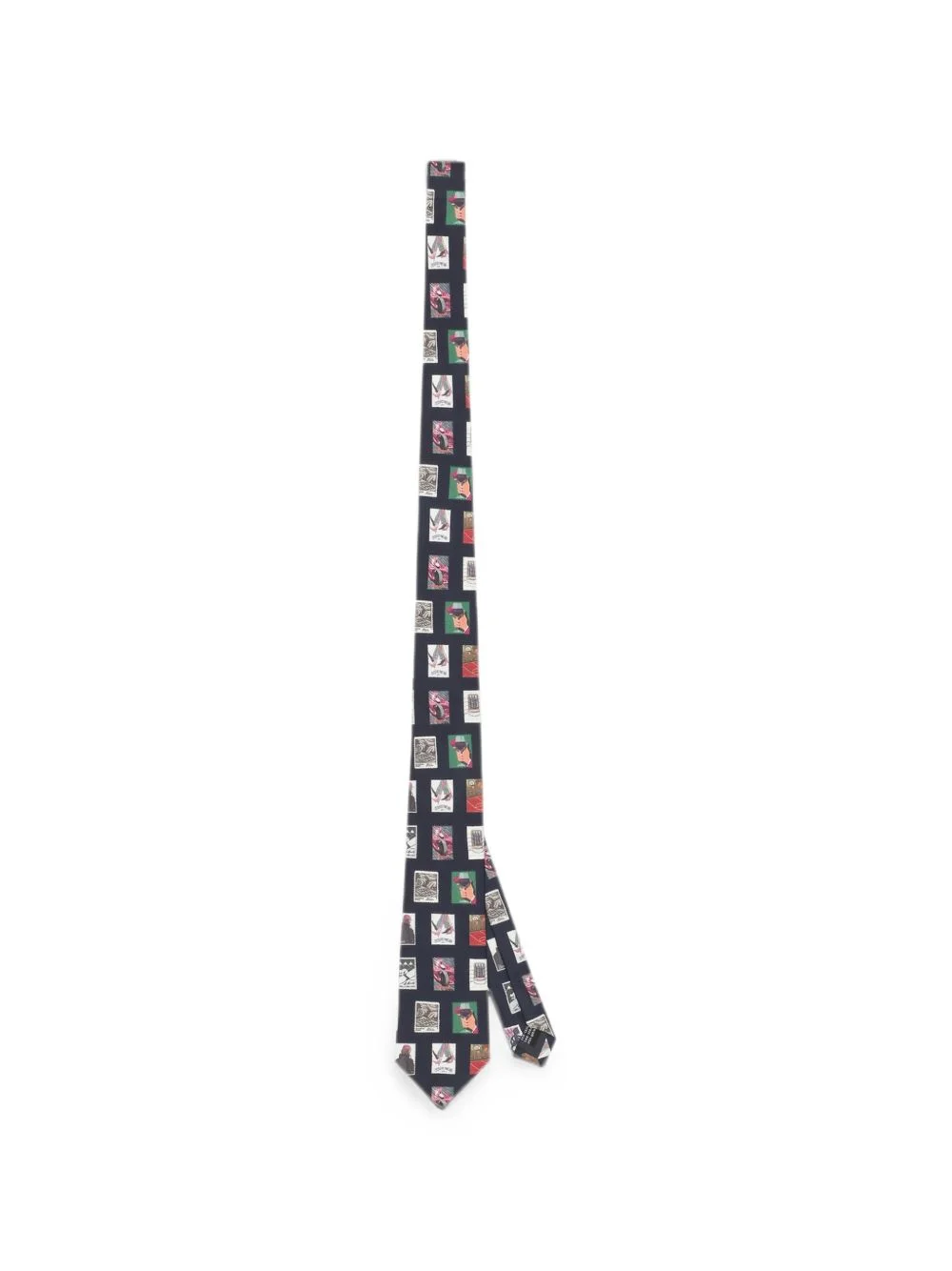 stamp-print silk tie - 1