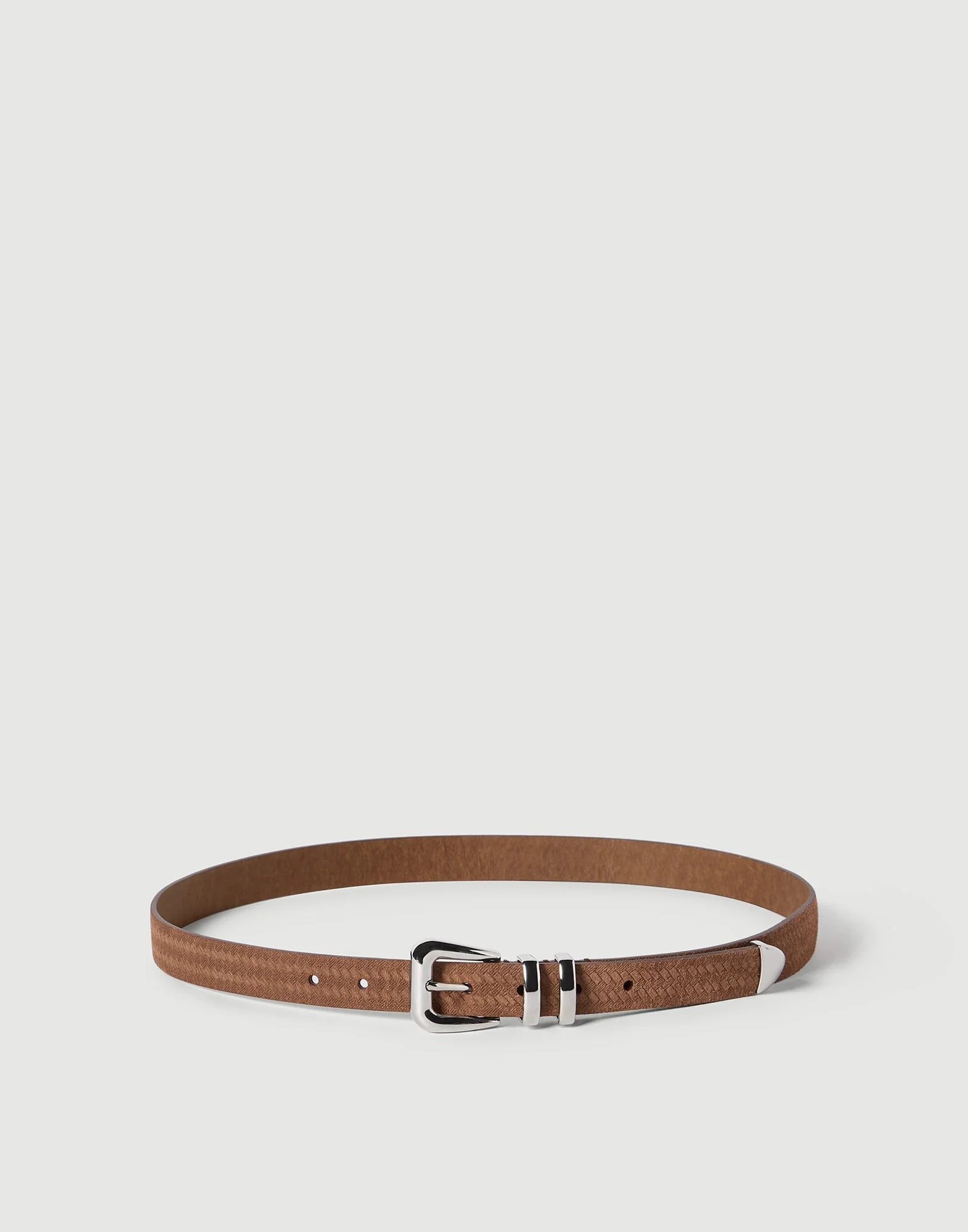 Reversed calfskin belt with chevron design - 1