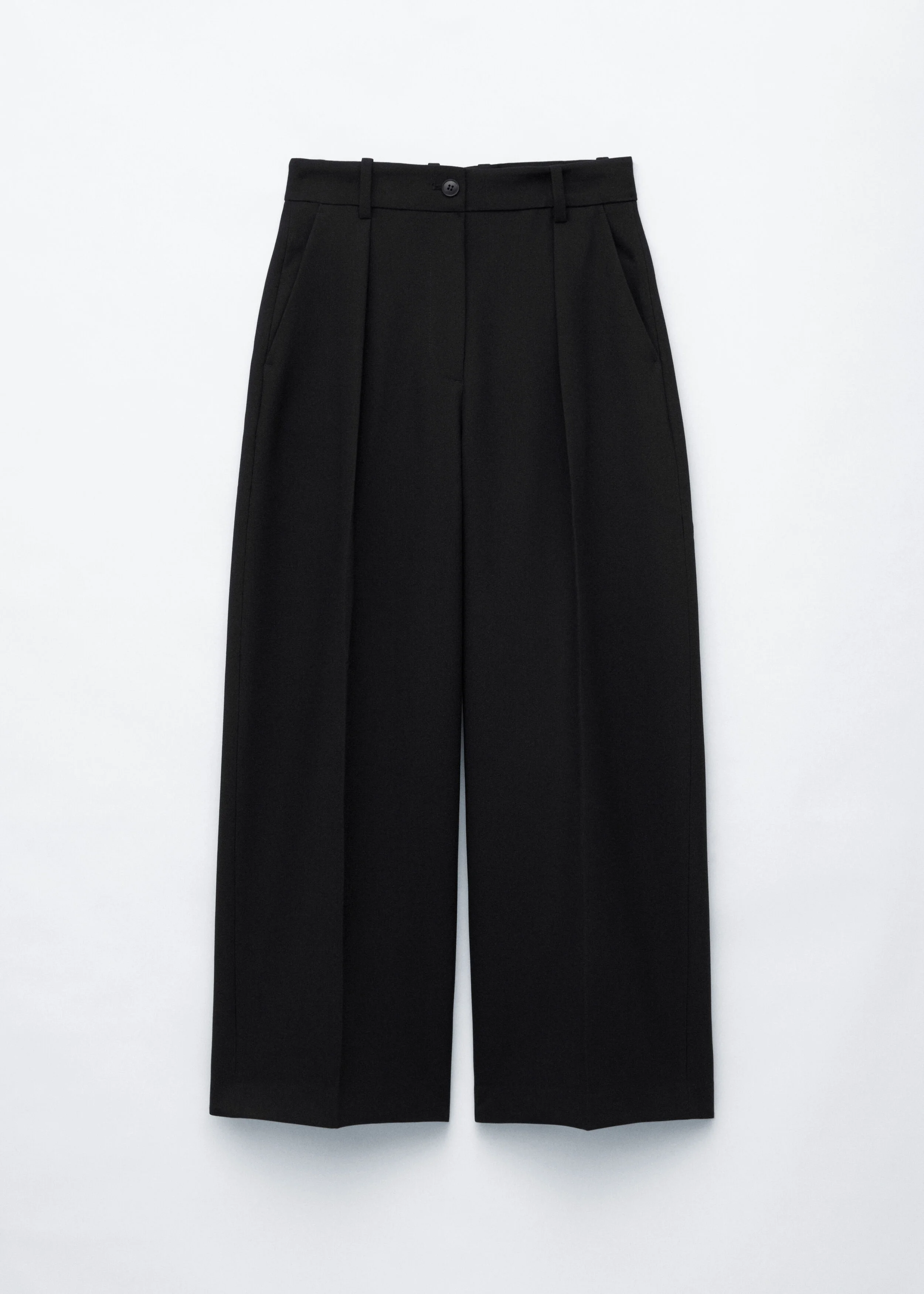 Cropped Pleat Trousers - 1
