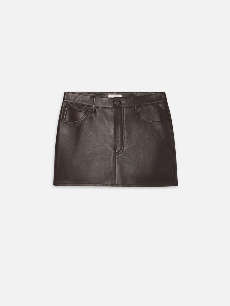 The Leather Mini Skirt in Dark Brown 1