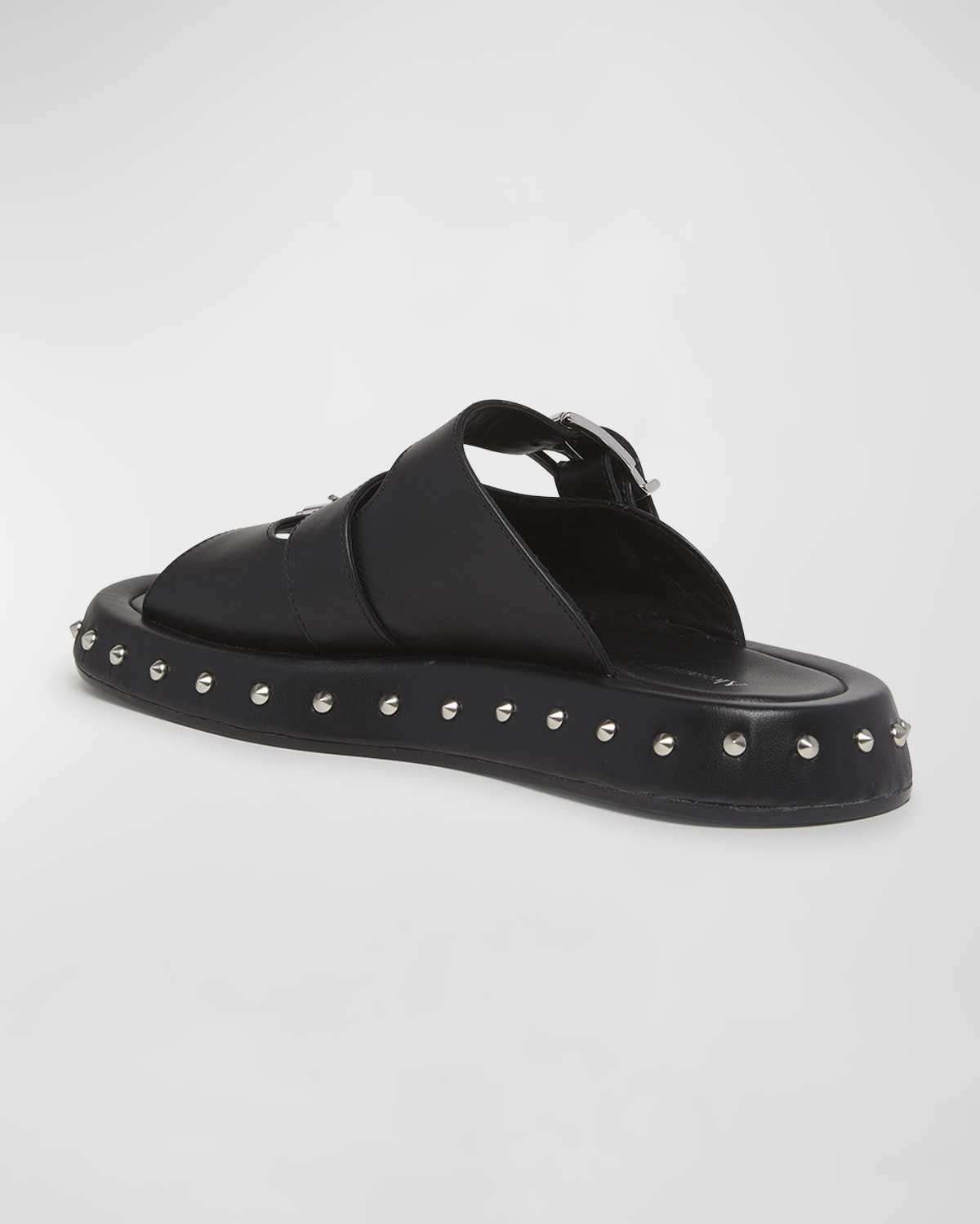 Leather Stud Buckle Slide Sandals - 4