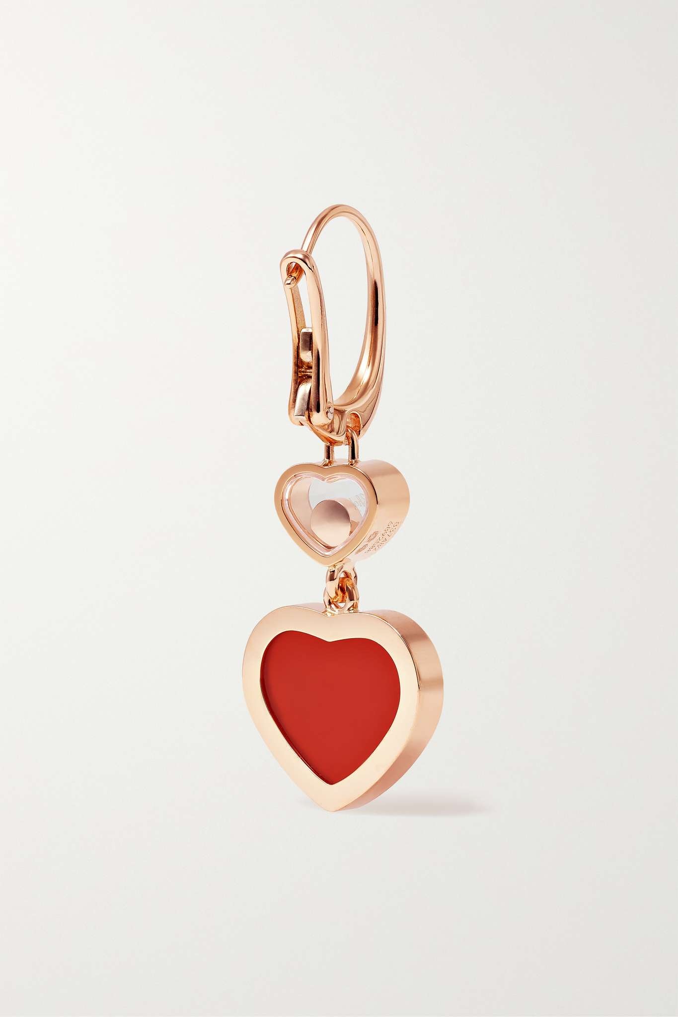 Happy Hearts 18-karat rose gold, diamond and carnelian earrings - 3