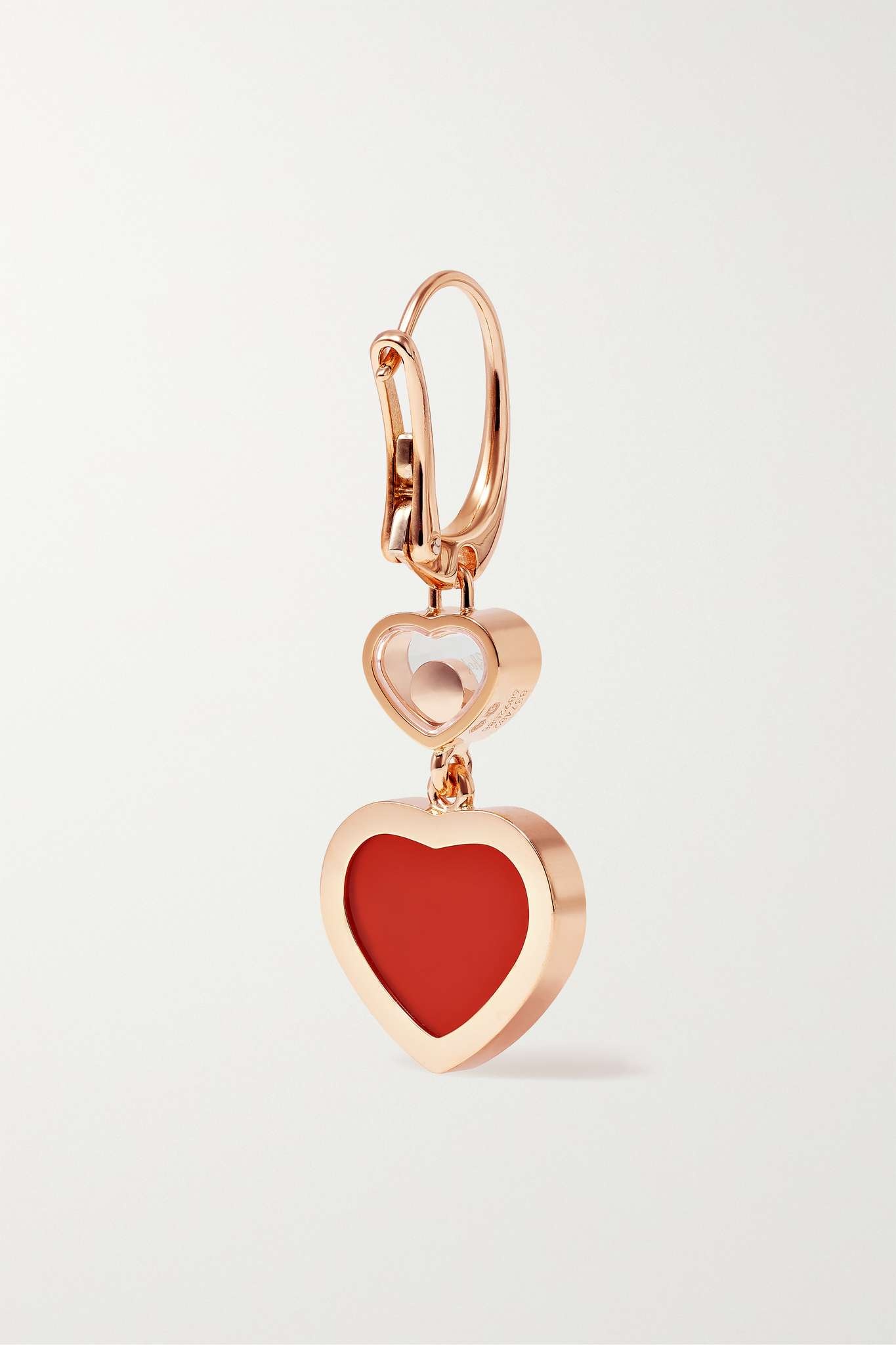 Chopard Happy Hearts 18 karat rose gold diamond and carnelian earrings netaporter REVERSIBLE