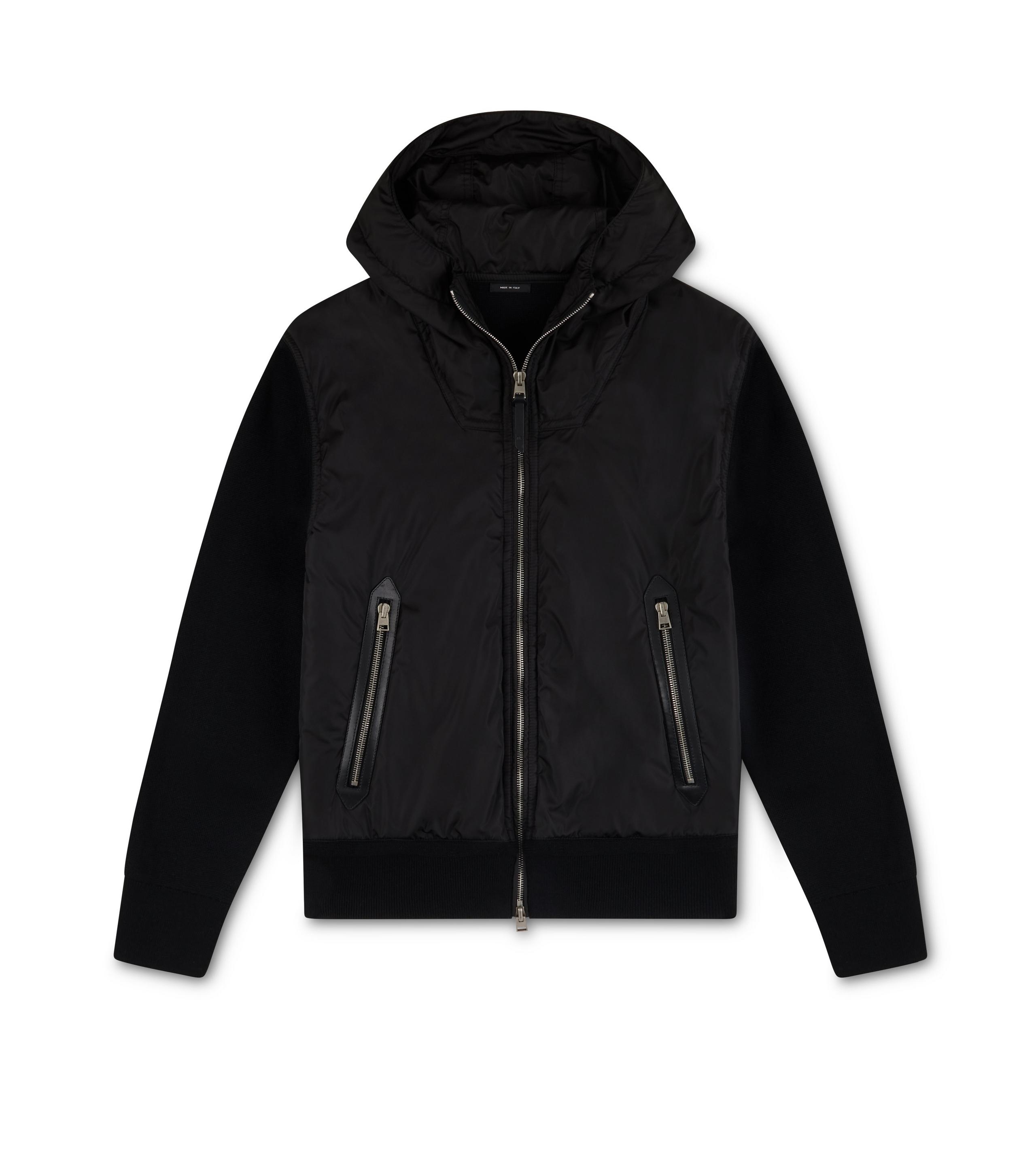 MERINO AND NYLON HOODED ZIP JACKET - 1