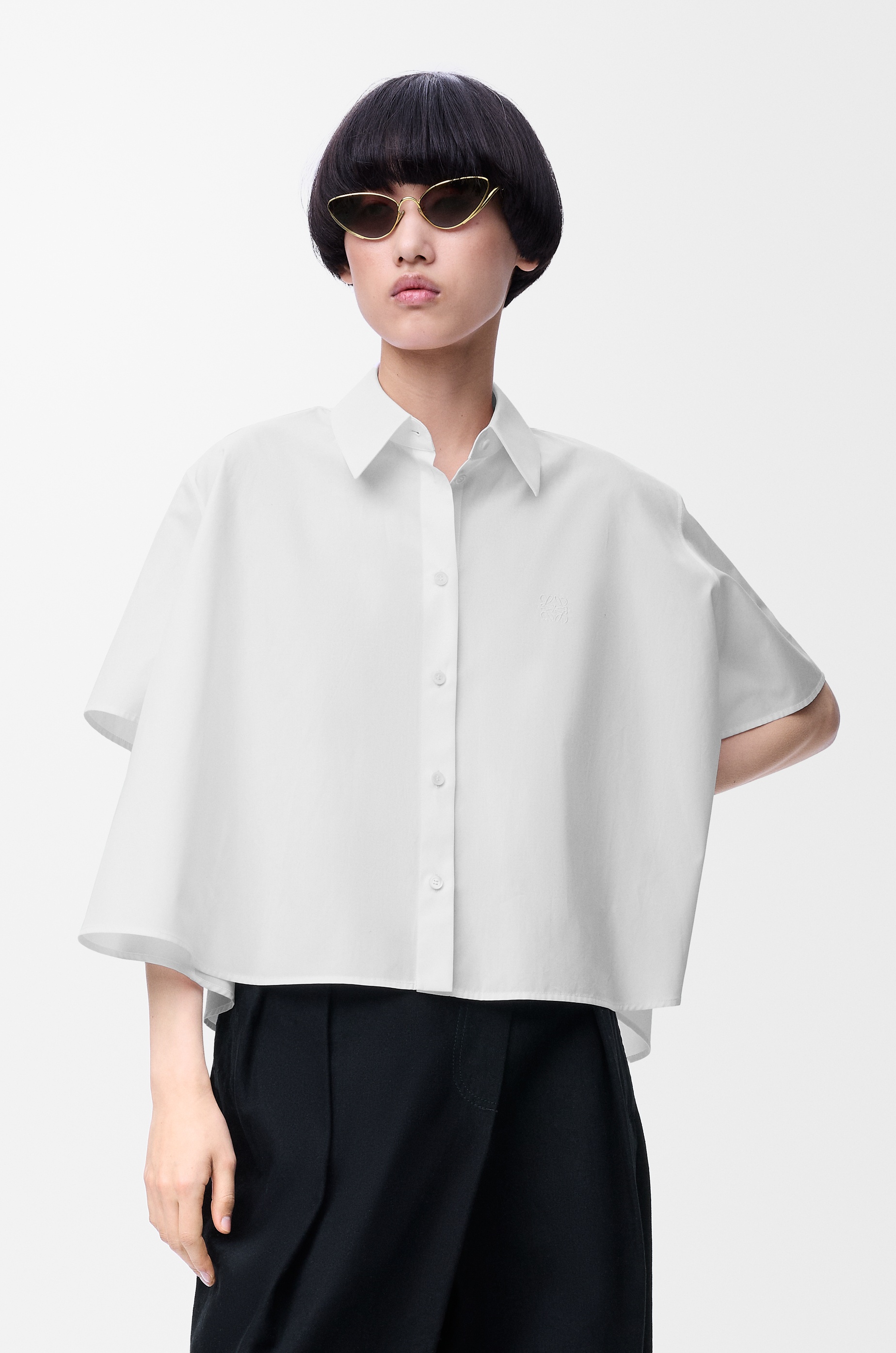 Short sleeve trapeze shirt in cotton - 3