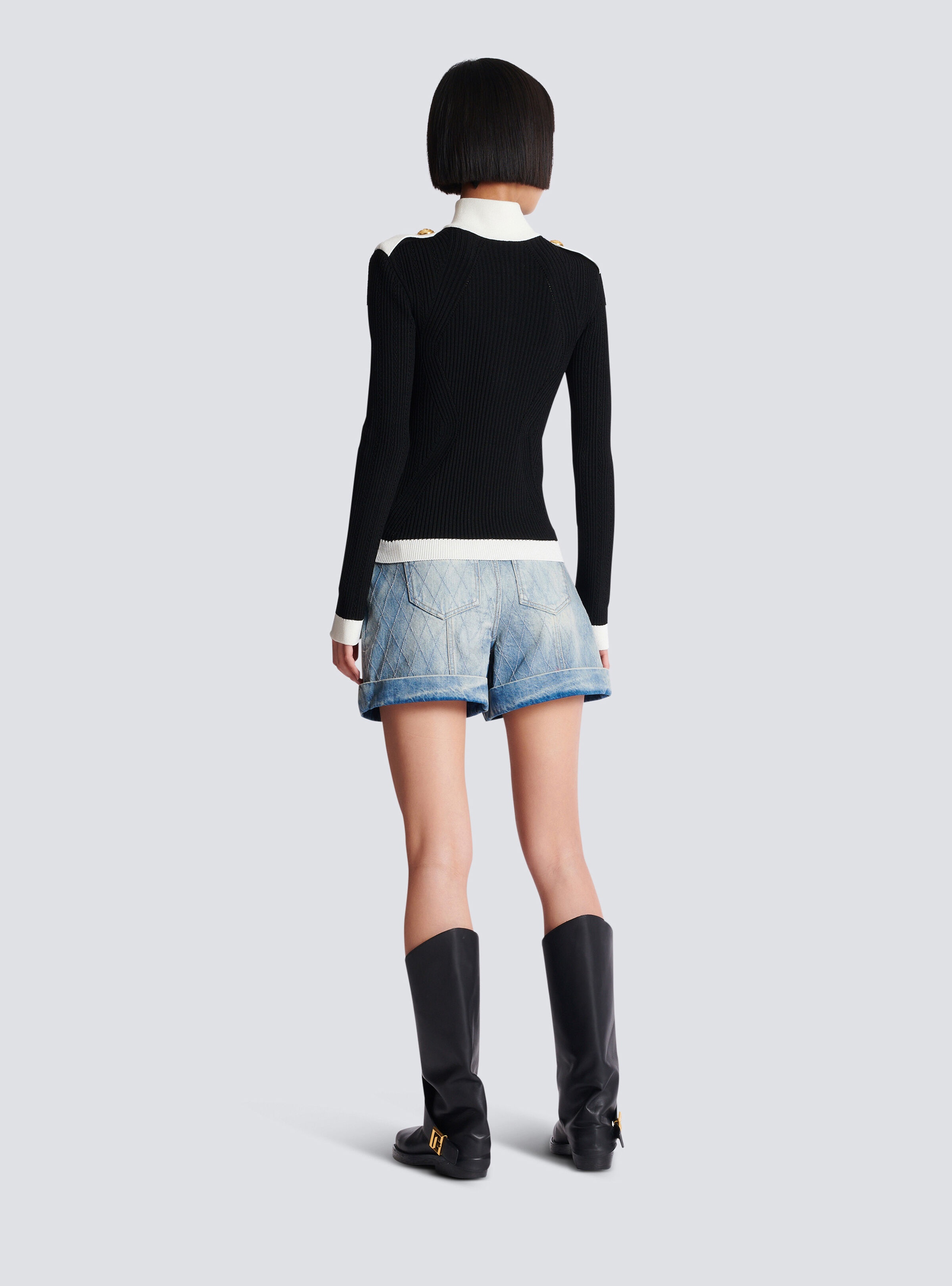 Zipped high-neck knit cardigan - 4