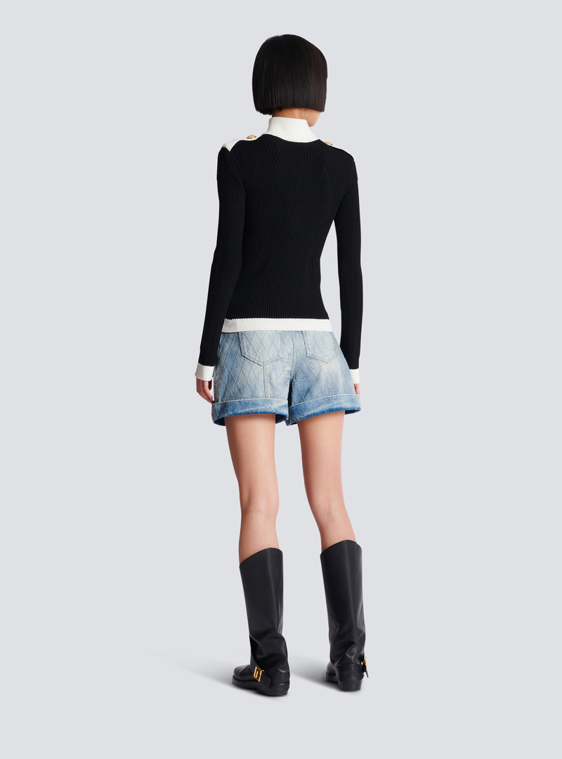 Zipped high-neck knit cardigan 4