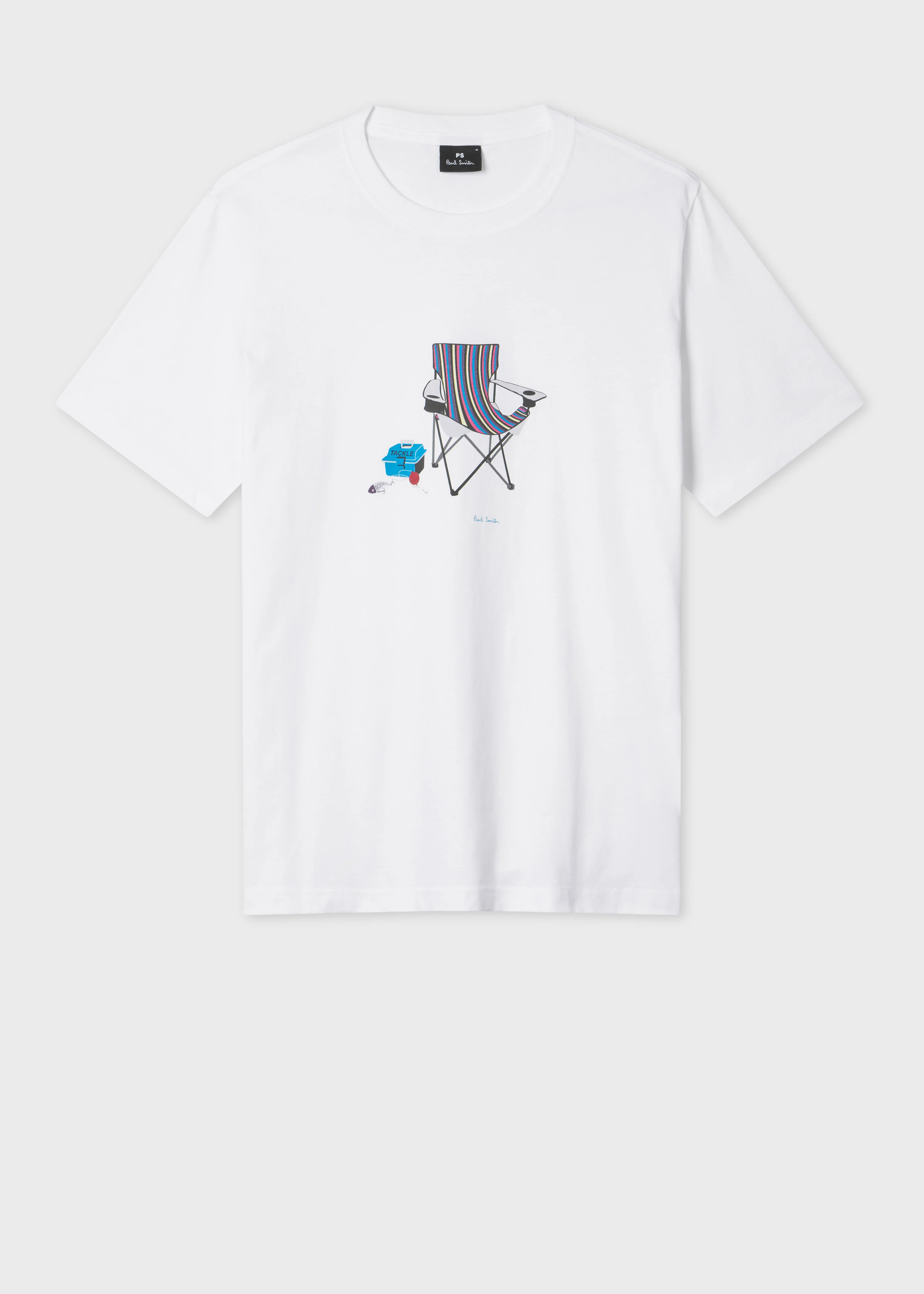 White 'Fishing Chair' Print T-Shirt - 1