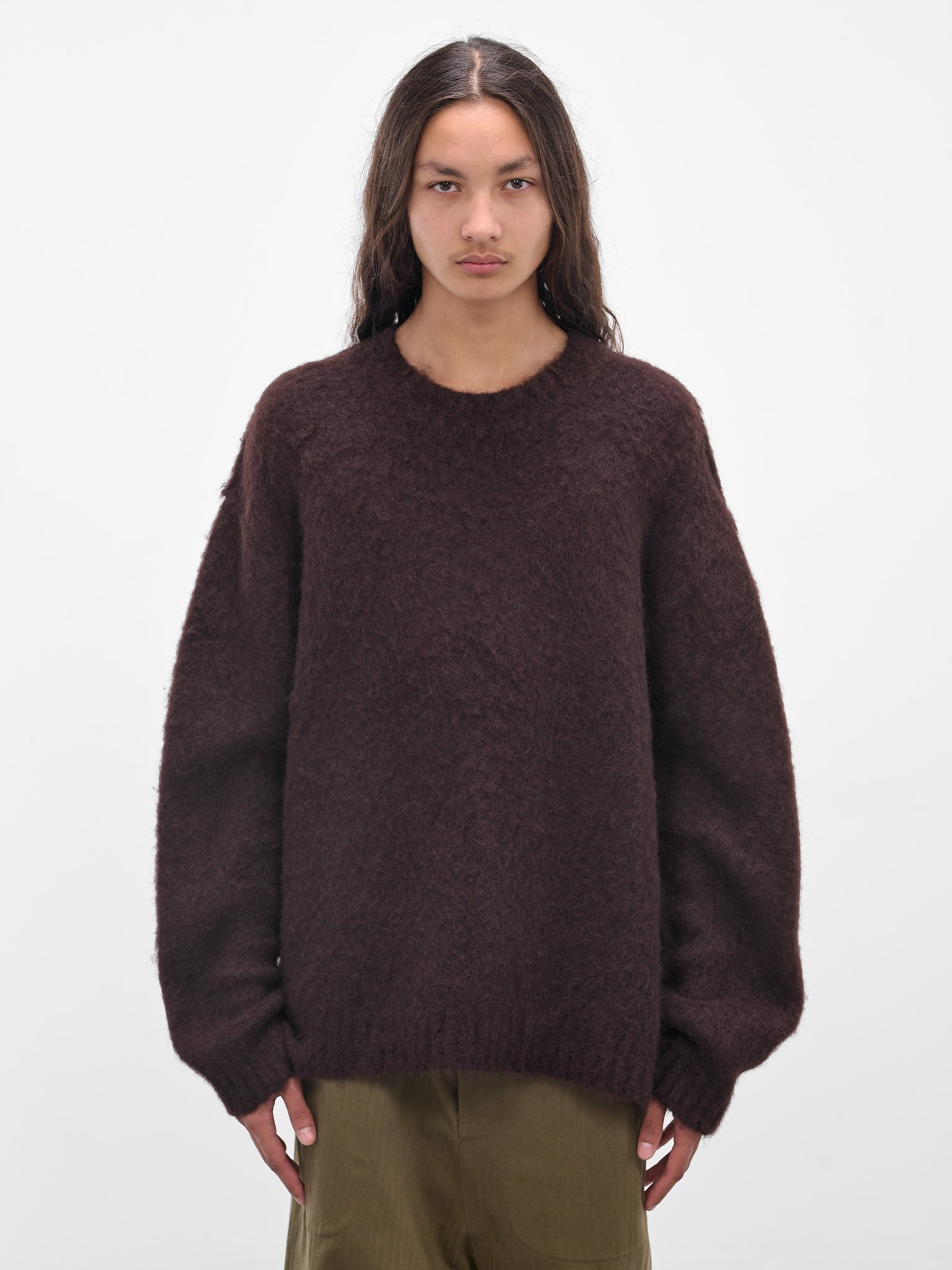 Brown Alpaca-Wool Knit Sweater - 1