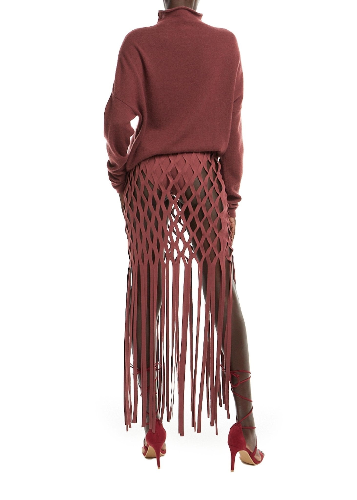 Matte Viscose Fishnet Skirt And Brief - 2