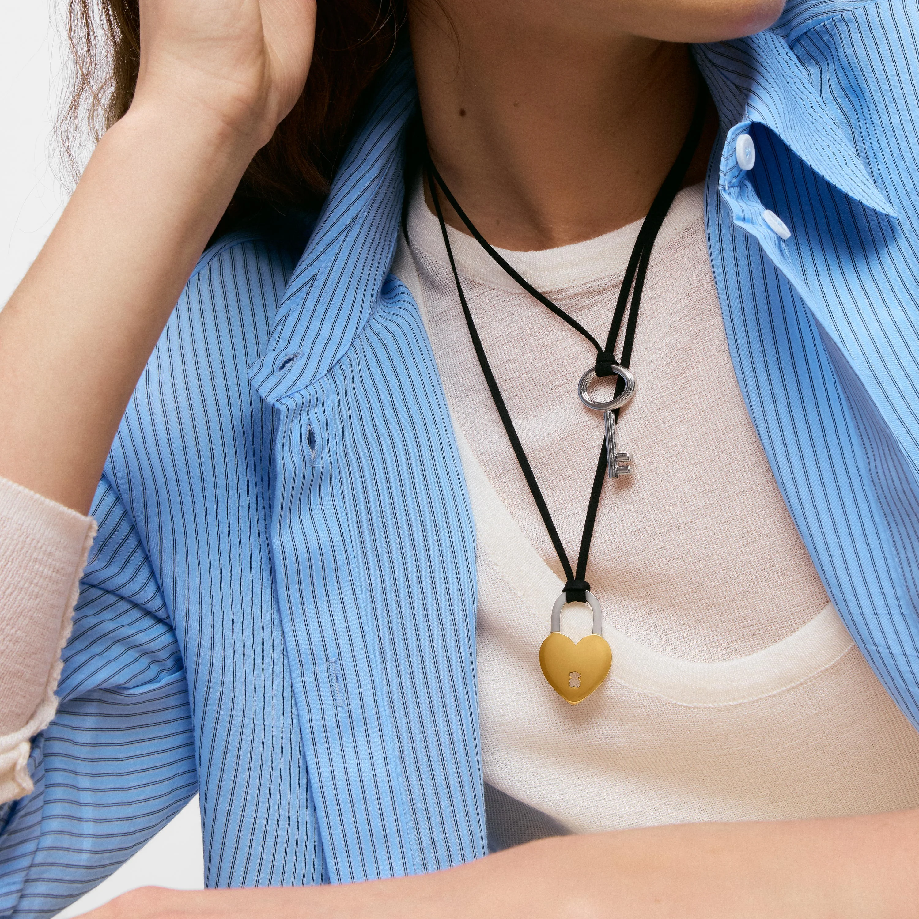 Steel key and black cord Necklace TOUS Charming - 1