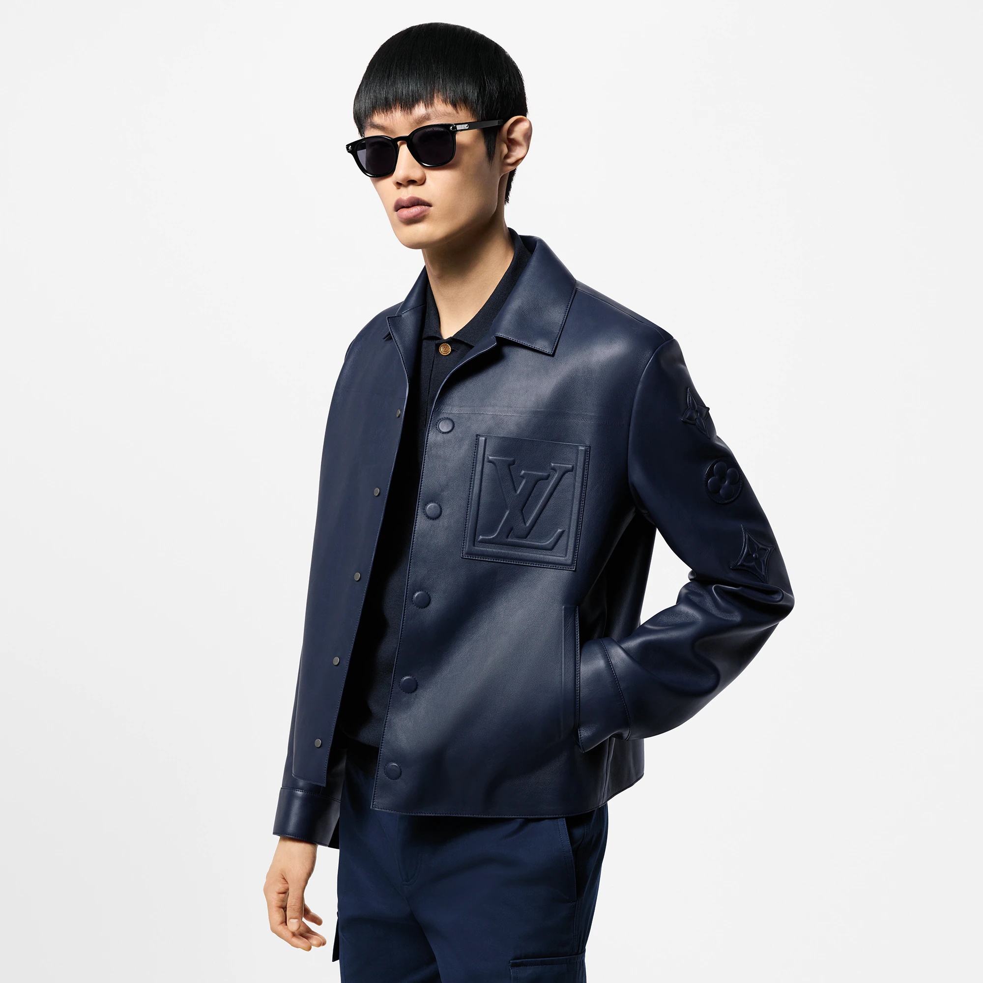 Chic Leather Blouson With 3D Details - 2