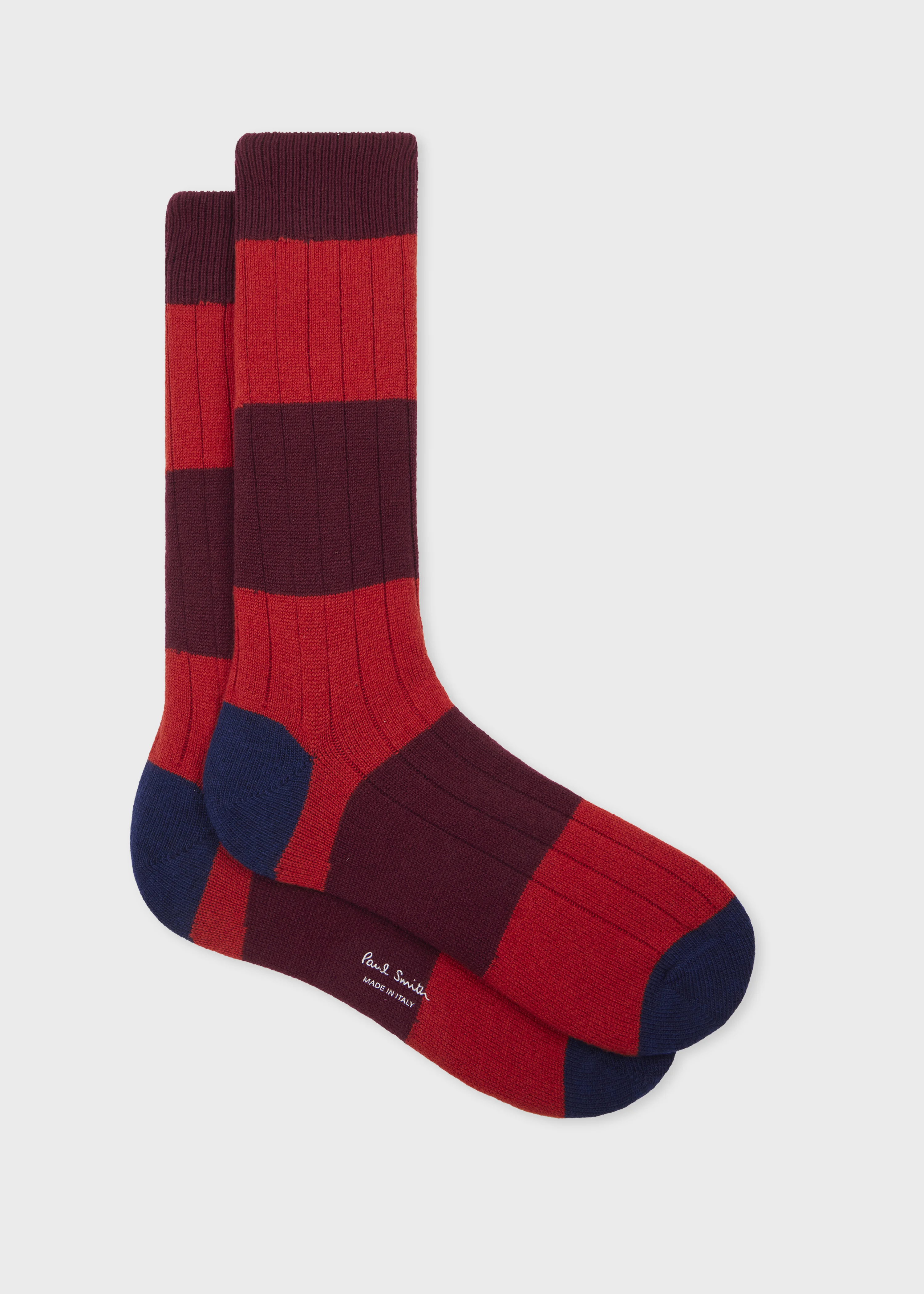 Red Cashmere Stripe Socks - 1