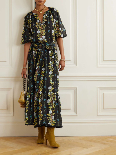 Etro Belted scalloped floral-print cotton-voile maxi skirt outlook