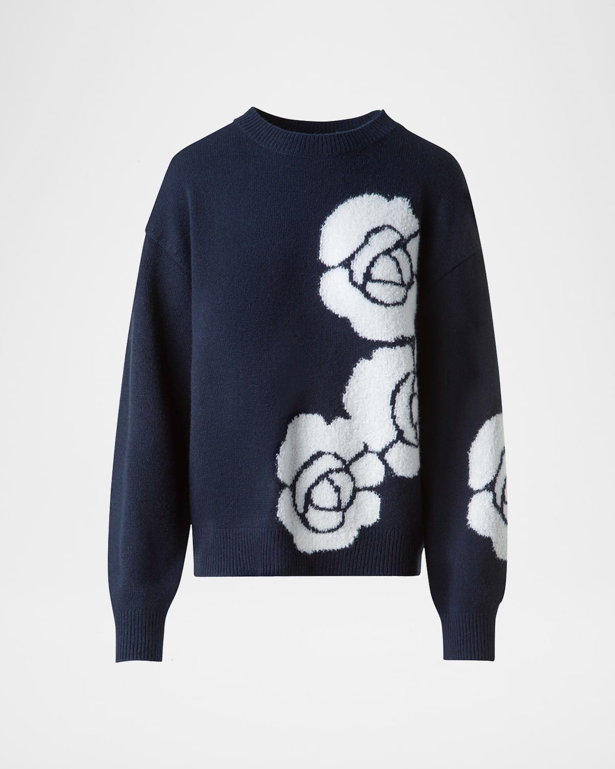 3D Anemone Intarsia Cashmere-Silk Sweater - 1
