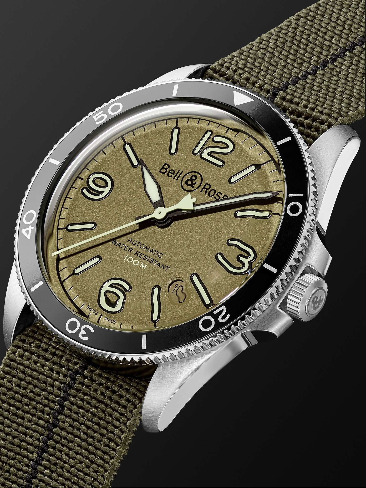 BR V2-92 Military Green Automatic 41mm Stainless Steel and Canvas Watch, Ref. No. BRV292-MKA-ST/SF - 4