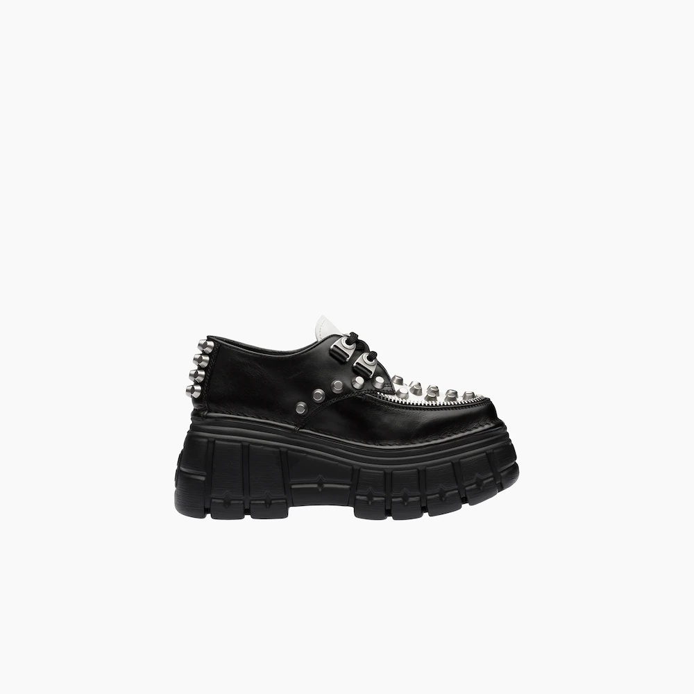 Studded leather lace-up shoes - 2
