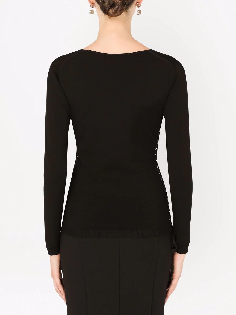lace-up fitted jumper - 4