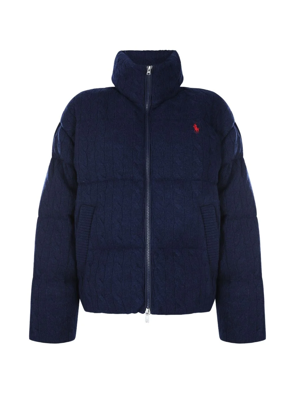 cable-knit padded coat - 1