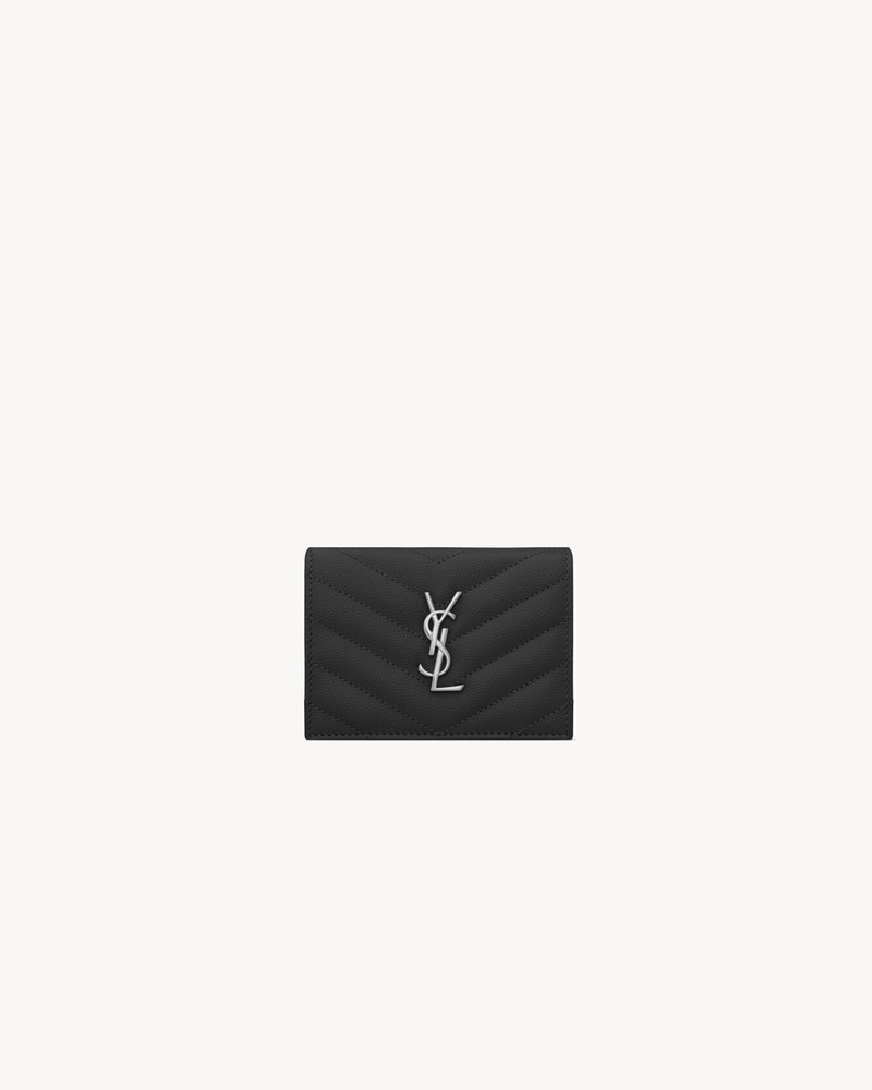 CASSANDRE MATELASSÉ FLAP CARD CASE IN GRAIN DE POUDRE LEATHER 1