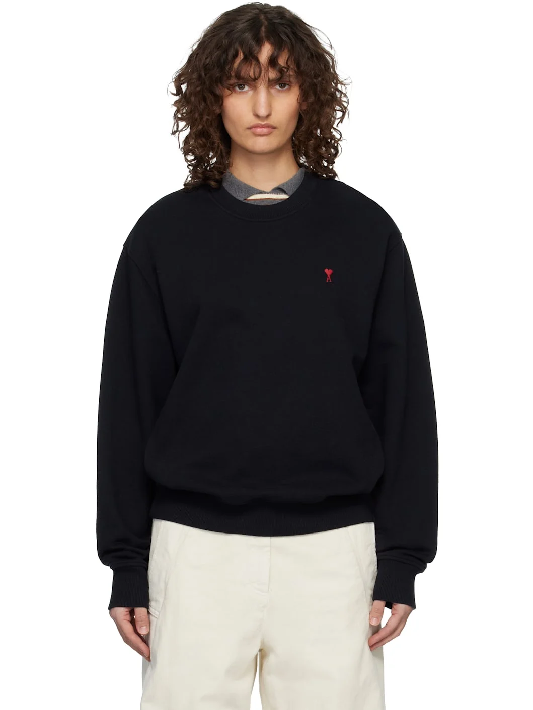Black Cotton Ami de Coeur Sweatshirt - 1