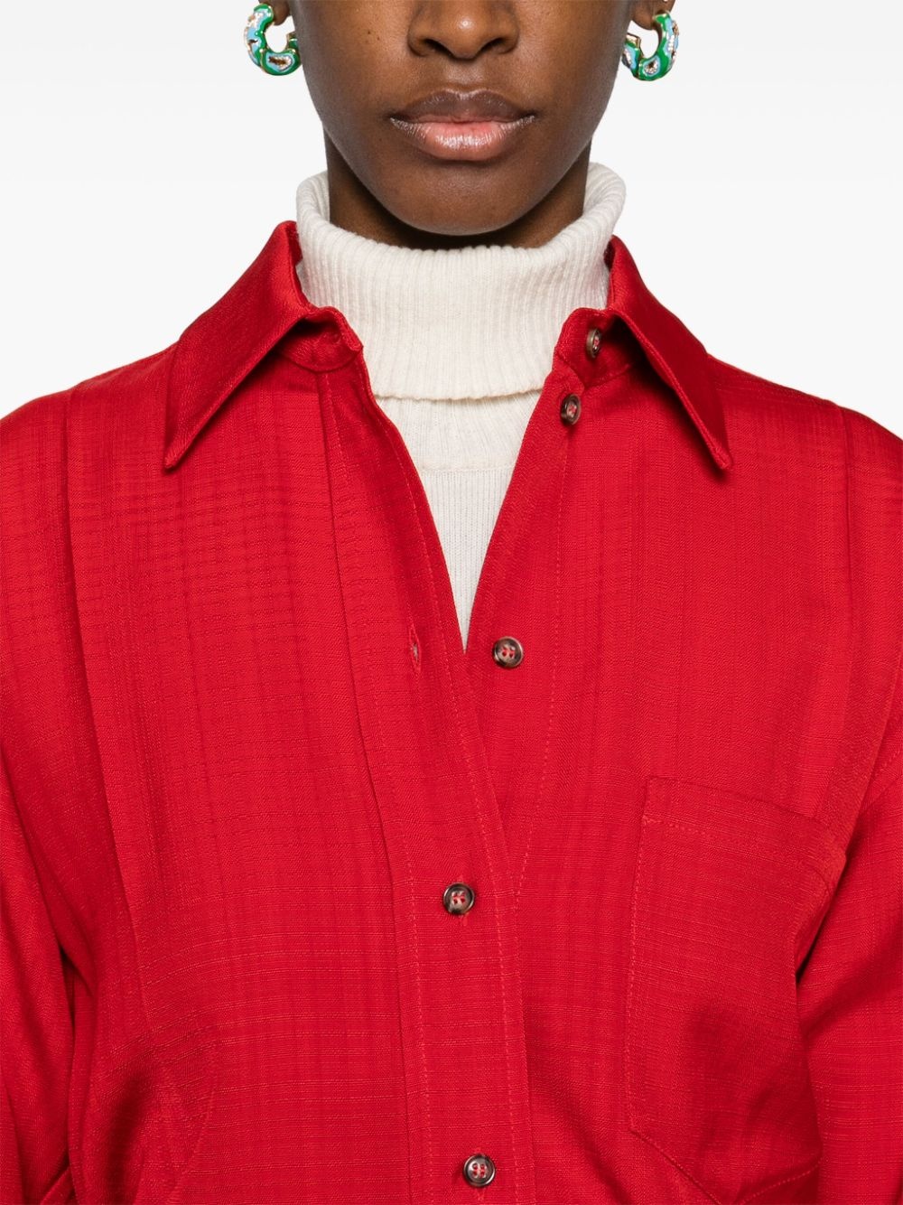 spread-collar textured shirt - 5