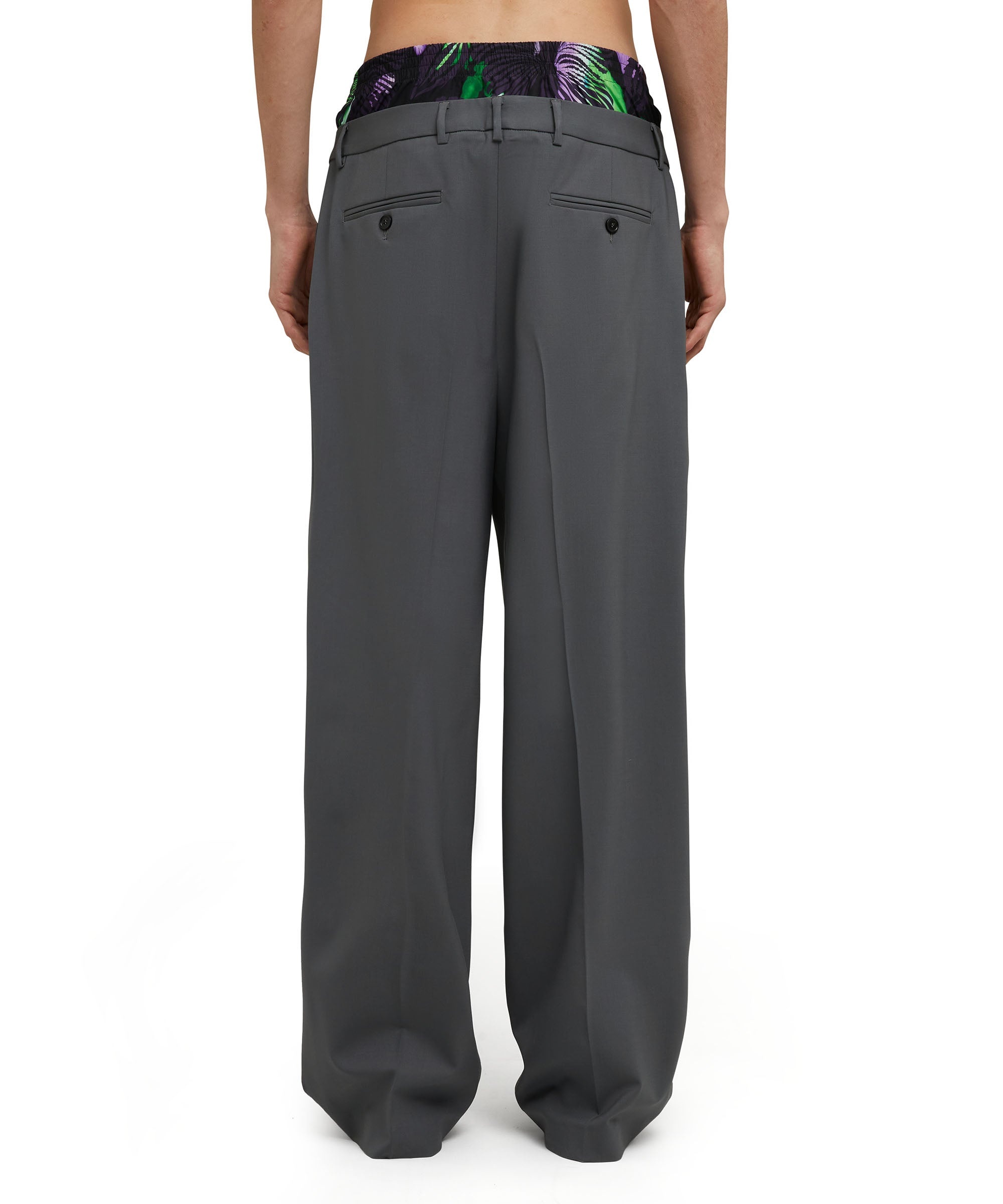 Lightweight wool tailored pants with "hibiscus" boxers incorporated - 3