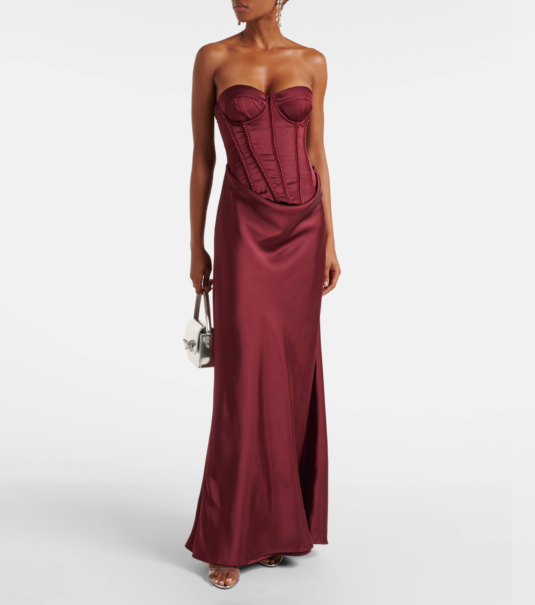Embellished draped satin corset gown - 2