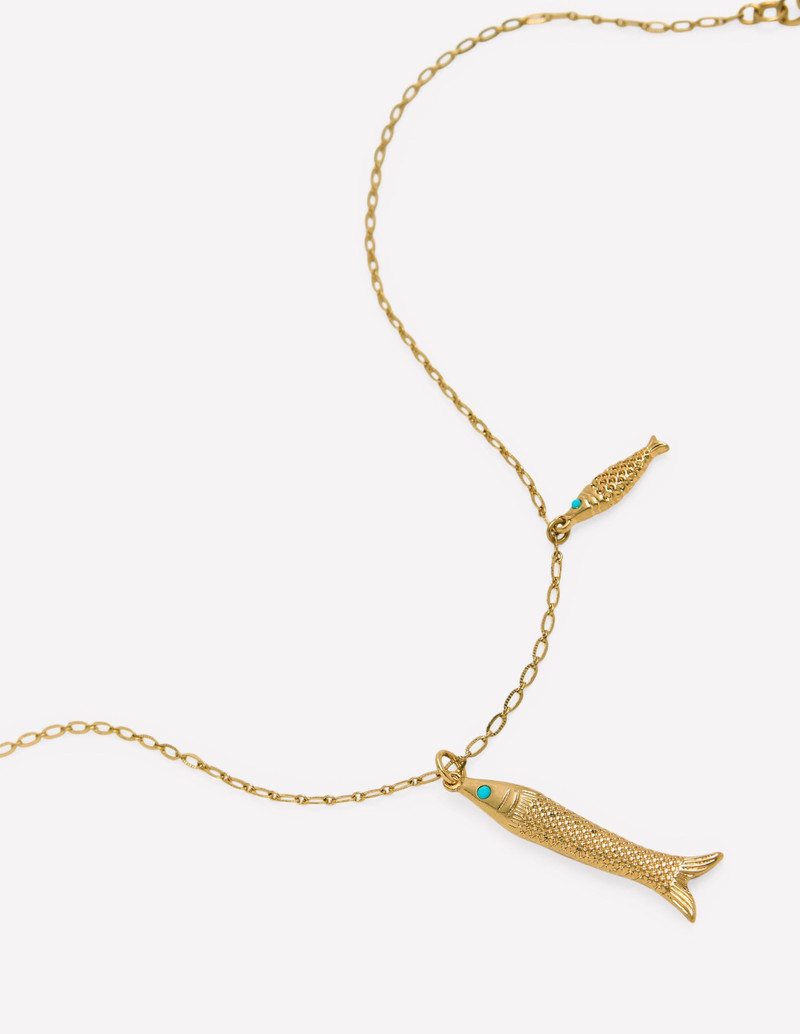 Long Charm Pendant Necklaces-Fish 3