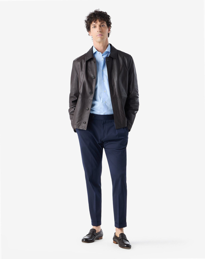 CORNELIANI Navy blue stretch wool trousers outlook