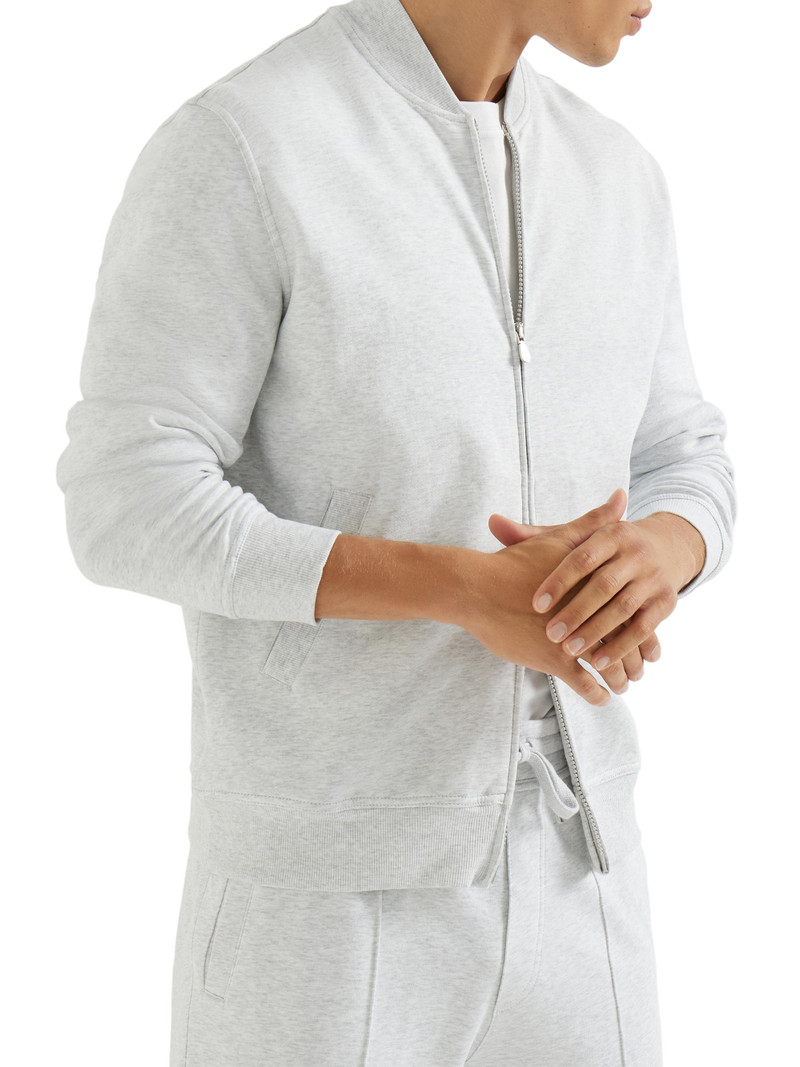 Men's Techno Cotton French Terry Sweatshirt with Zipper - Pearl Grey 5