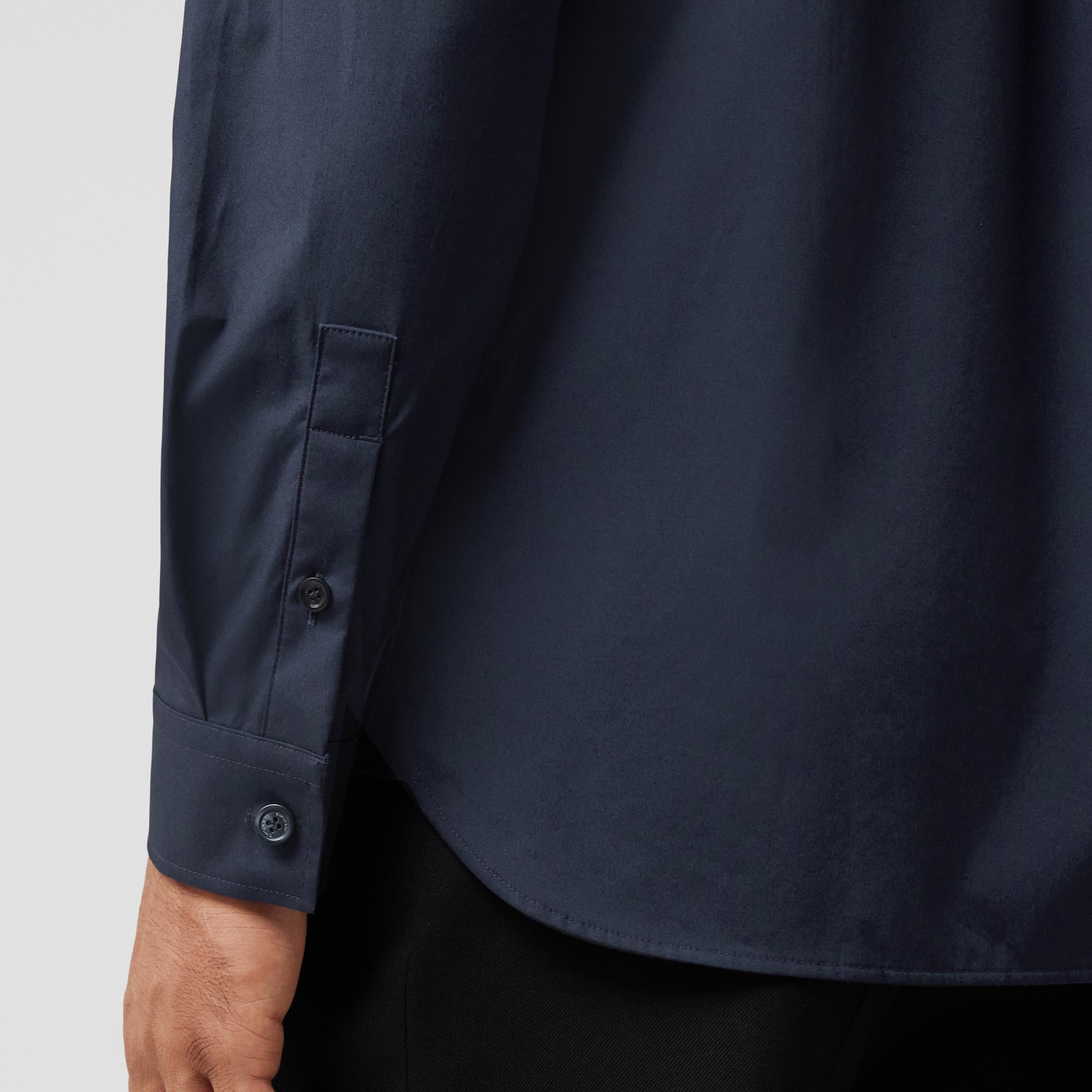 Embroidered Oak Leaf Crest Stretch Cotton Shirt - 5