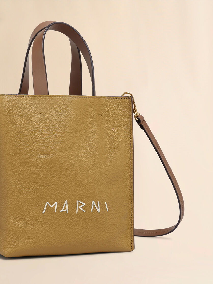 MUSEO SOFT MINI BAG IN BROWN COLOUR-BLOCK LEATHER WITH MARNI MENDING - 4