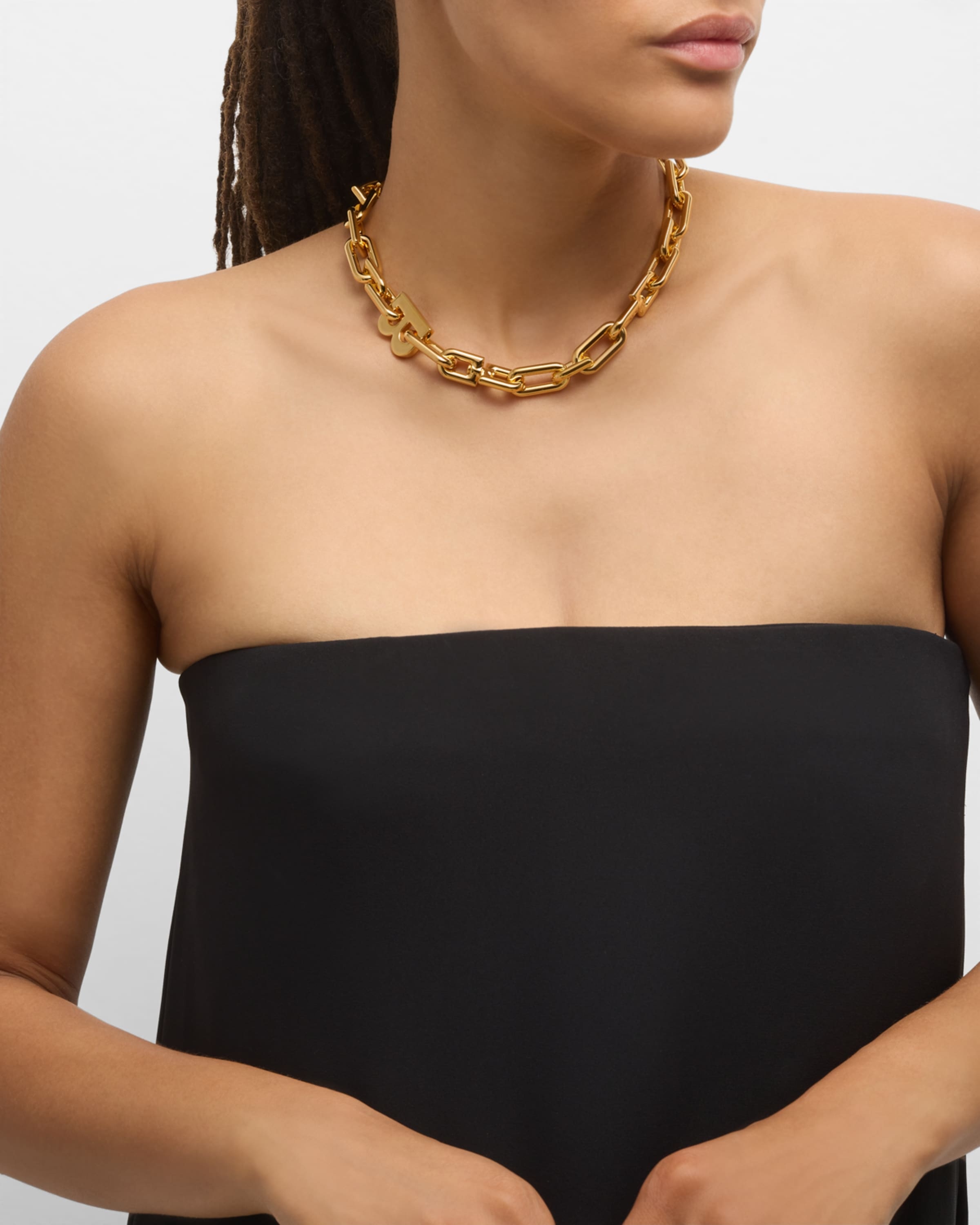 B Chain Thin Necklace, Golden - 5