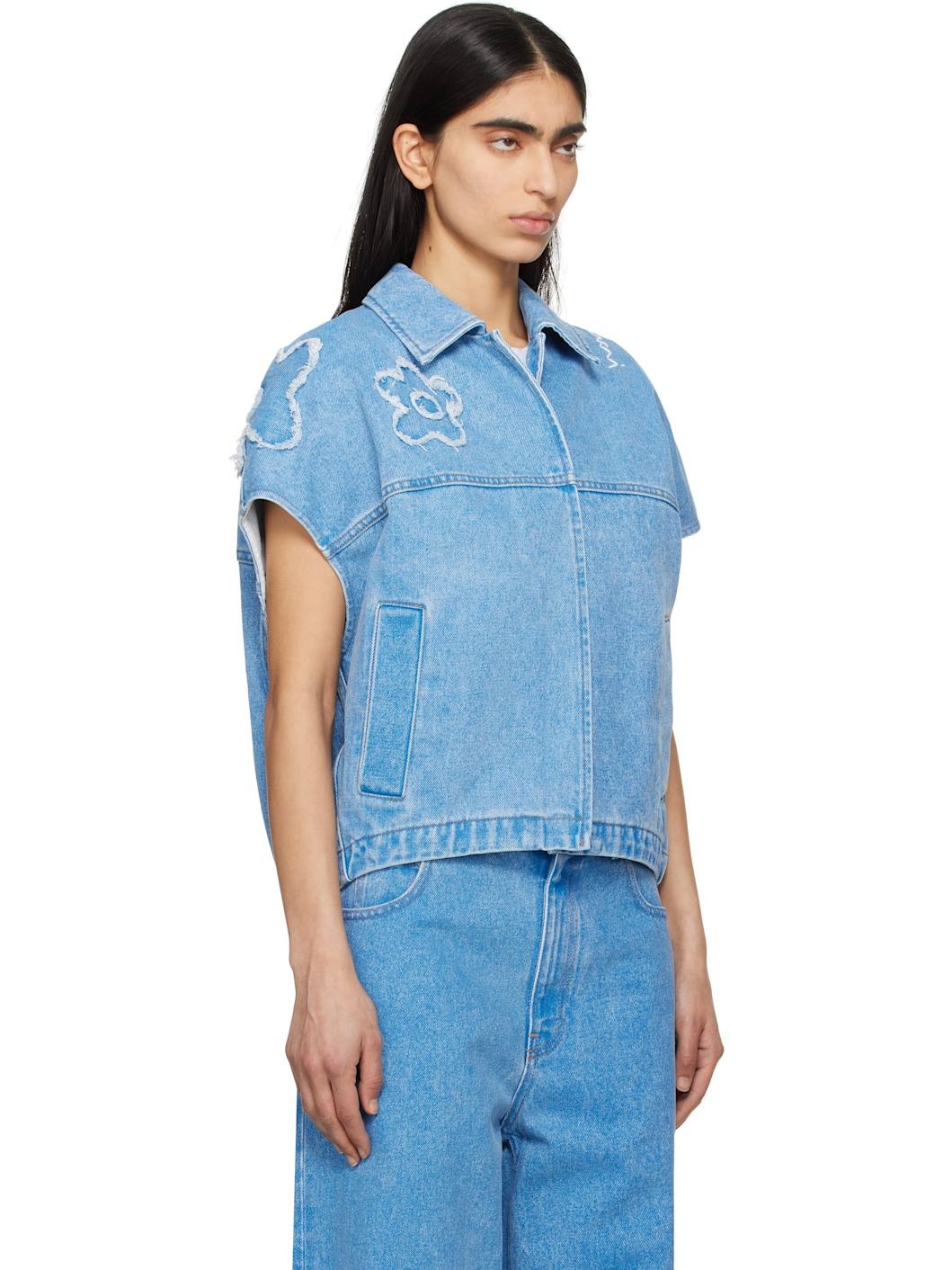 Blue Dilies Patch Denim Vest - 2