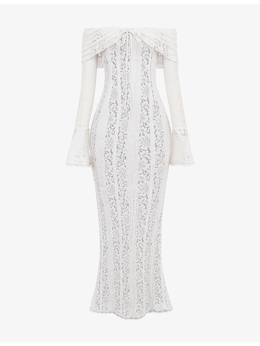 Belle Off-The-Shoulder Stretch-Lace Maxi Dress - 1