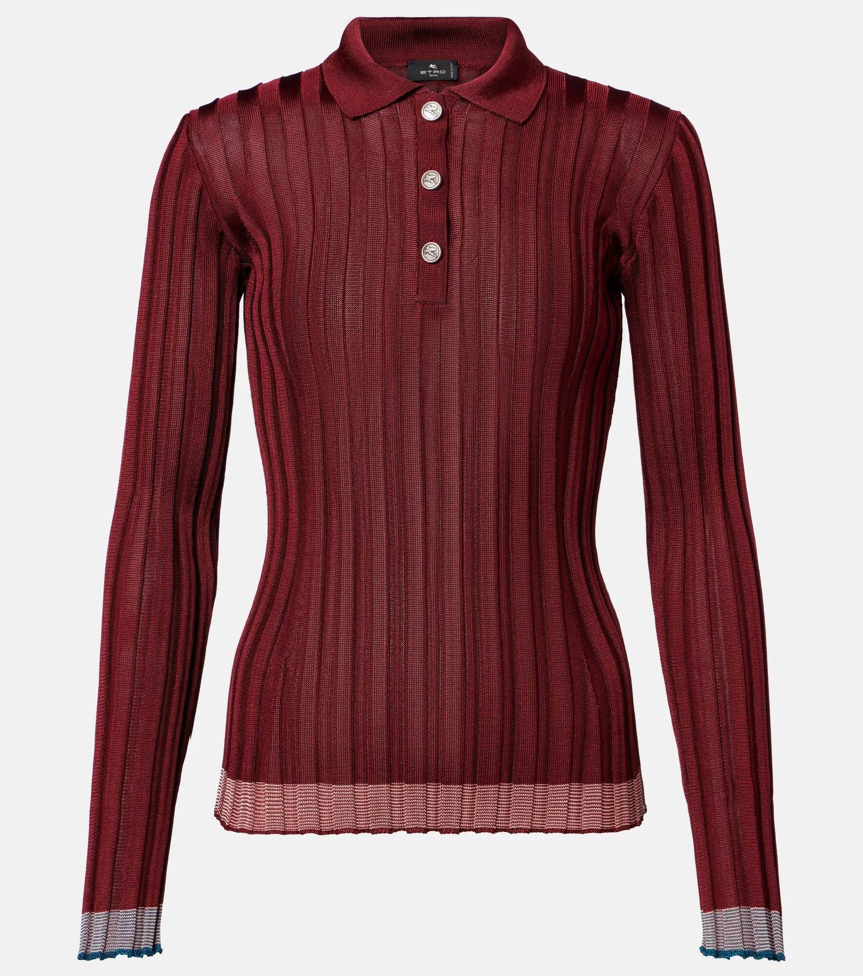 Ribbed-knit polo sweater - 1